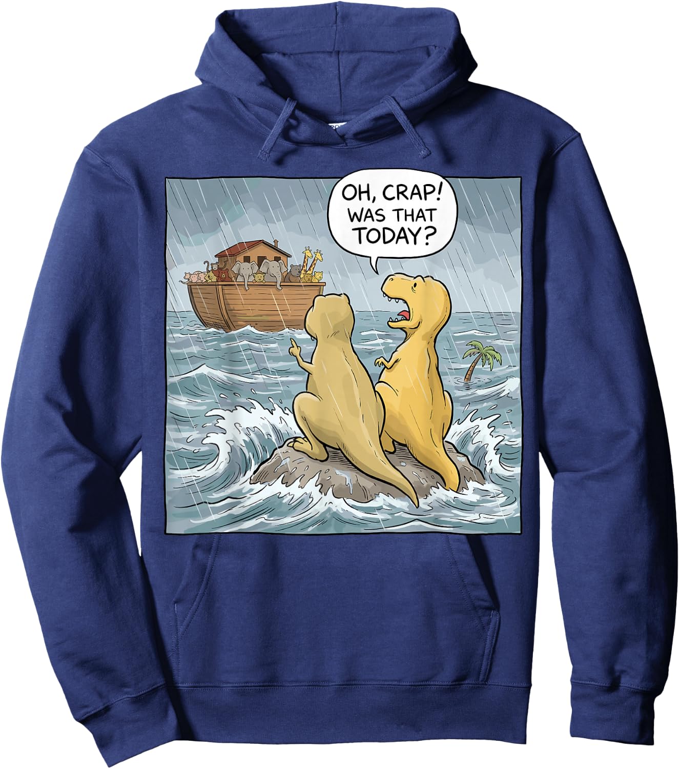 Jesus Saves Funny Dinosaurs Christian Oh Crap was that Today Hoodie - Hoodie | Navy