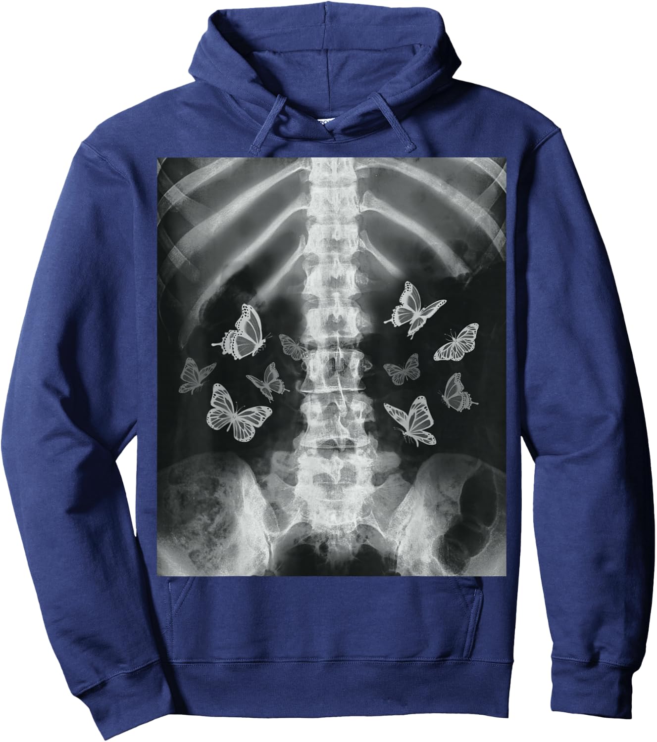 Skeleton Xray Butterfly Egirl y2k Harajuku Dark Grunge Edgy Hoodie - Hoodie | Navy