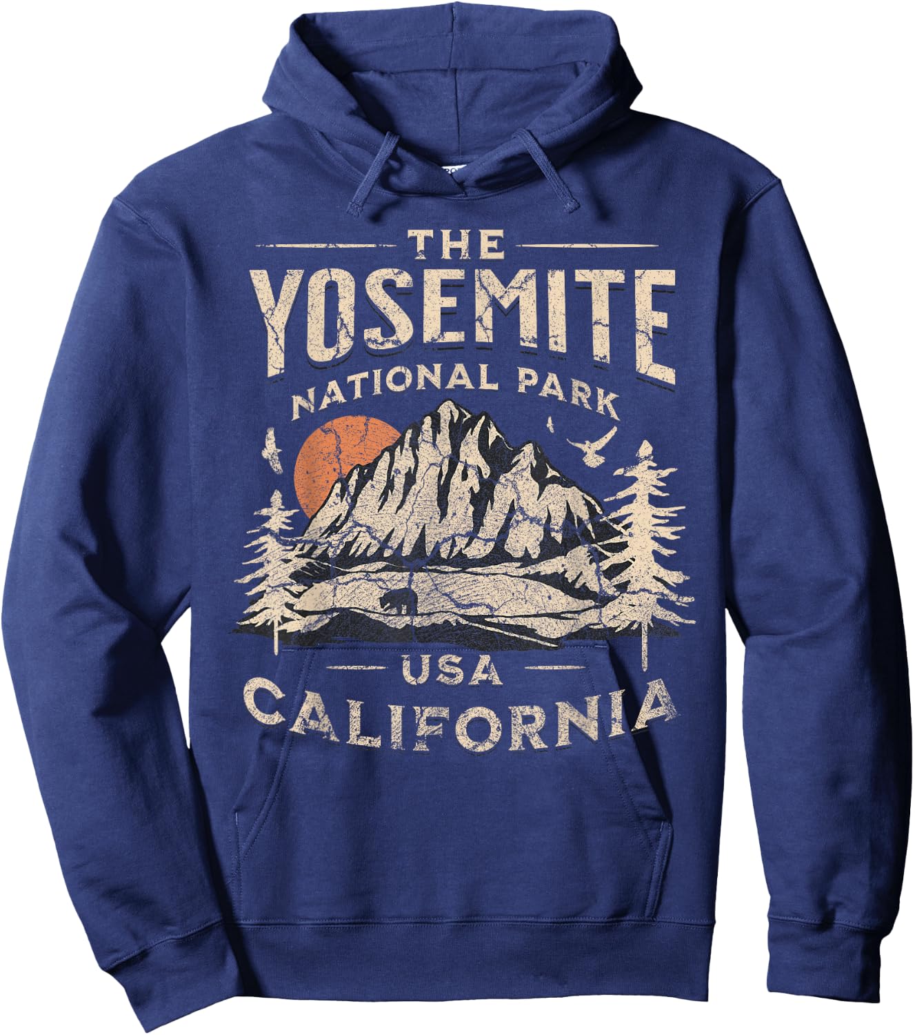 Yosemite National Park California Hike Outdoors Vintage Hoodie - Hoodie | Navy