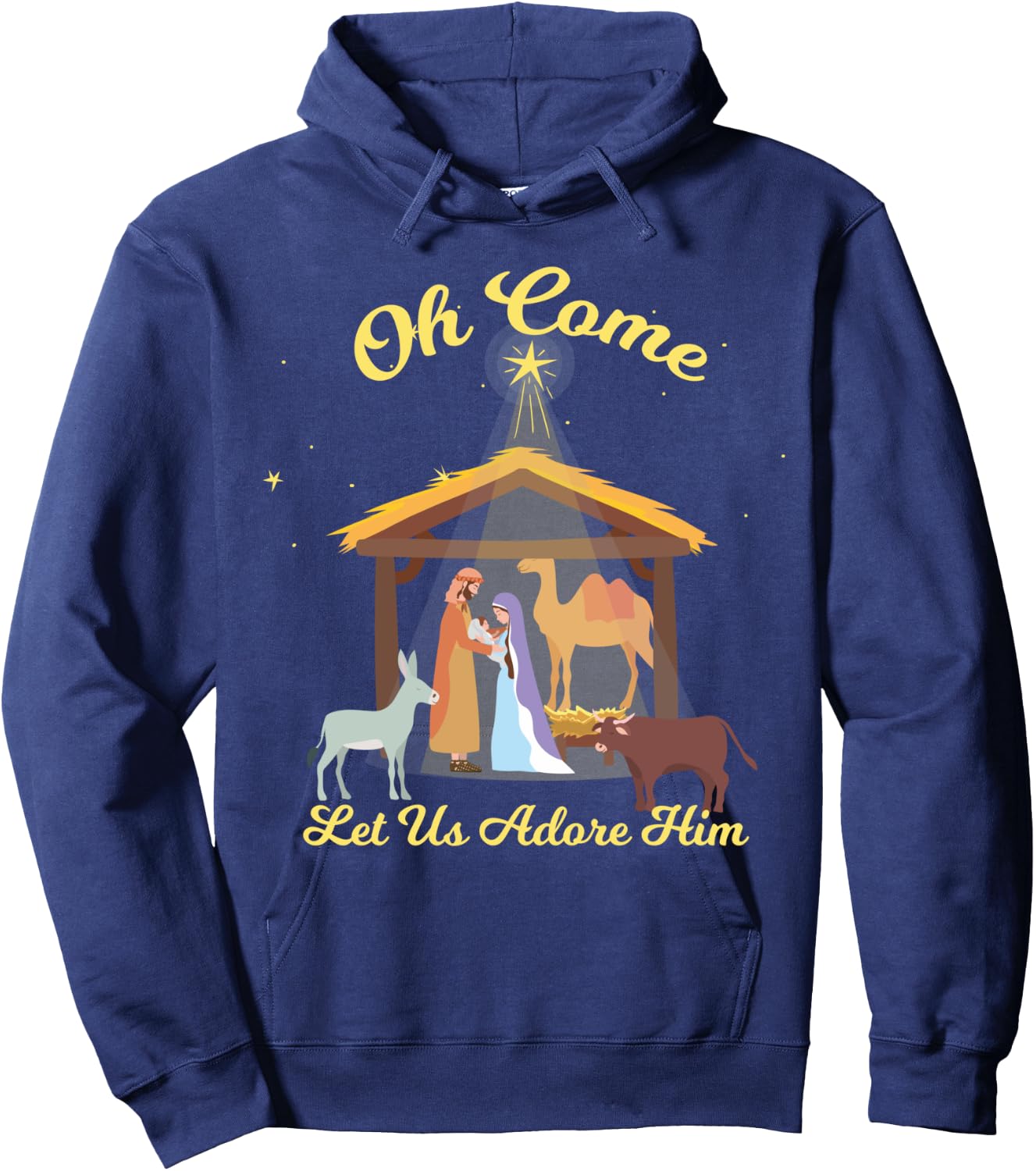 Let us Adore Him - Christmas Advent Nativity Scene North Hoodie - Hoodie | Navy