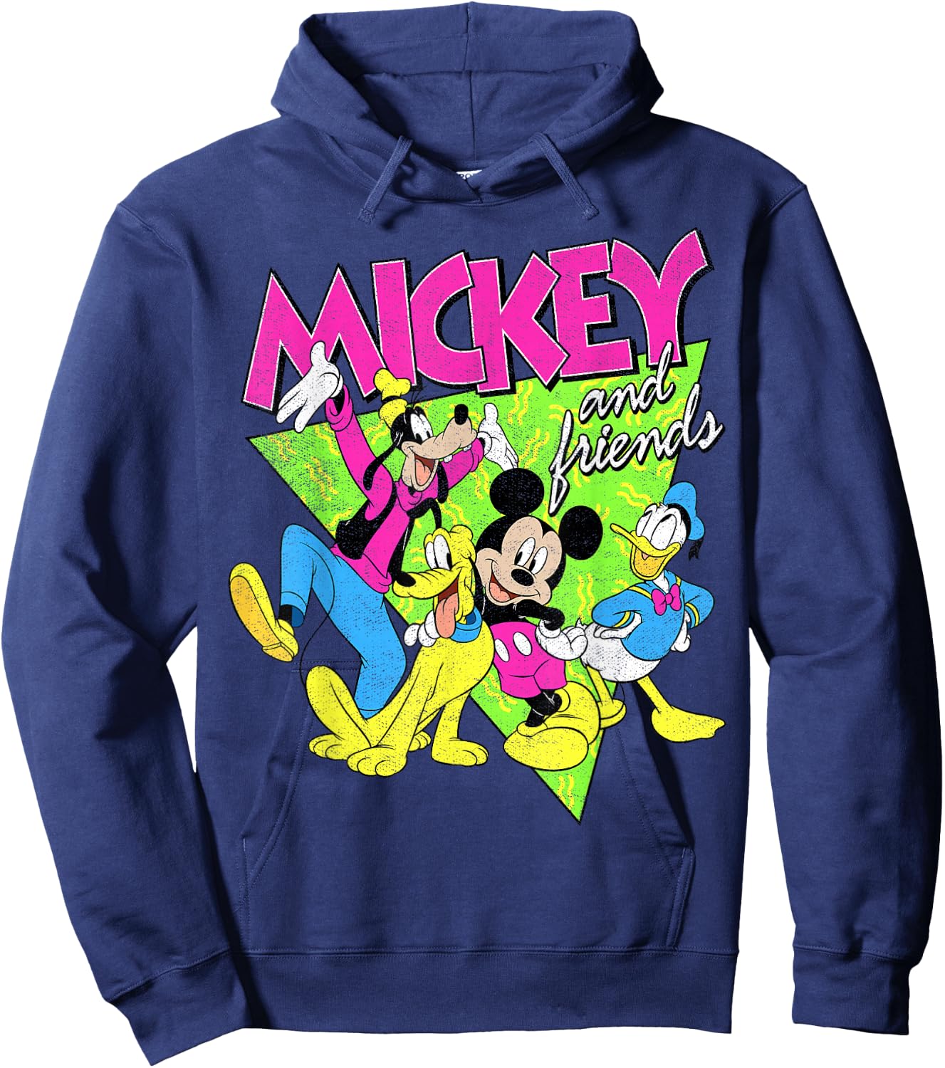 Disney Mickey And Friends Group Shot Neon Portrait Hoodie - Hoodie | Navy