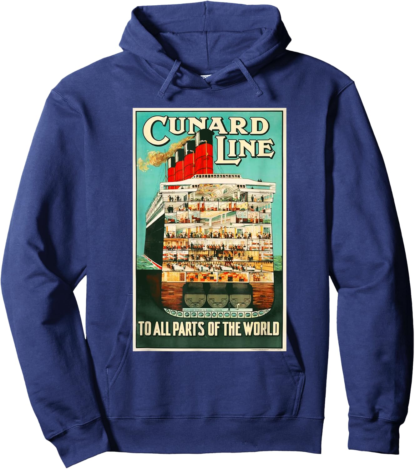 Cross Section Of A Steam Ship Cruise Liner Hoodie - Hoodie | Navy