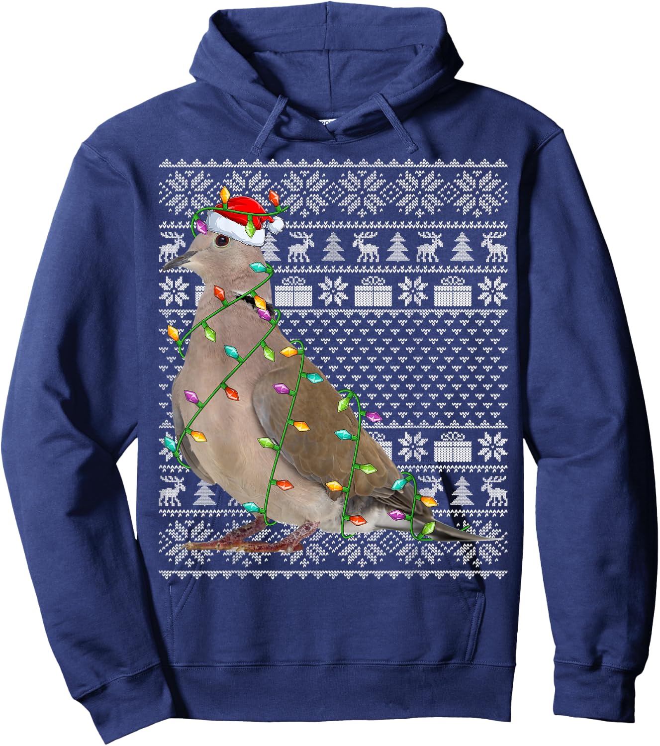Mourning Dove Bird Lover Santa Ugly Mourning Dove Christmas Hoodie - Hoodie | Navy