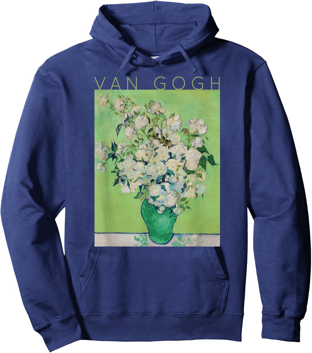 Vincent Van Gogh Roses Art Spring - Flowers on Green Hoodie - Hoodie | Navy