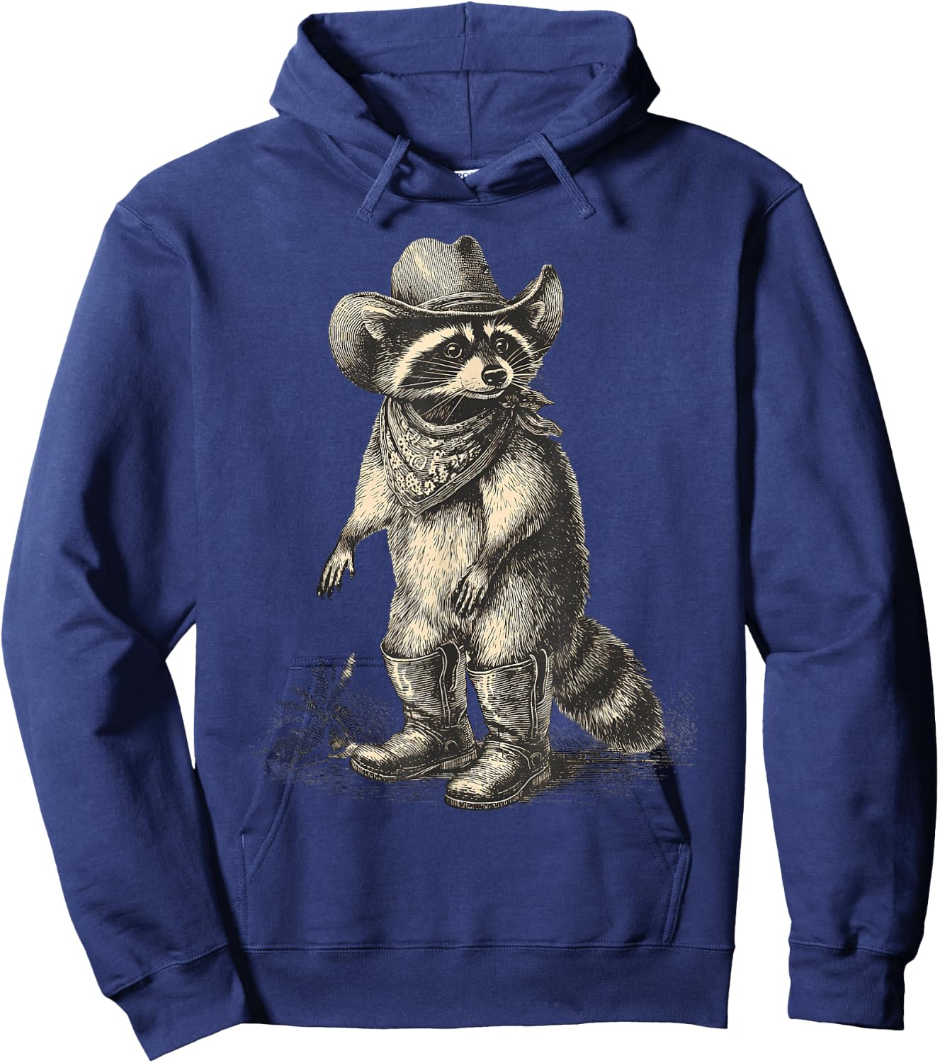 Vintage Raccoon Cowboy Trash Panda Cowgirl Western Country Hoodie - Hoodie | Navy