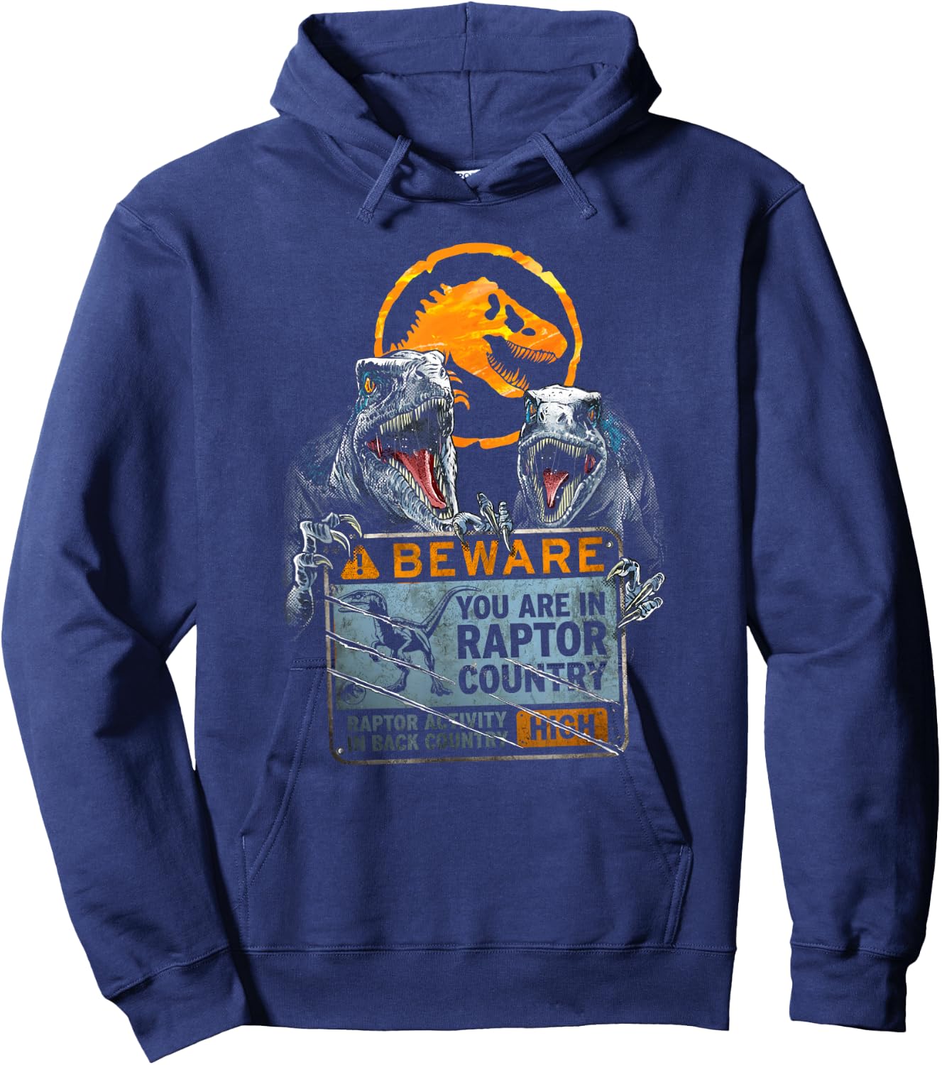 Jurassic World: Dominion Beware You Are In Raptor Country Hoodie - Hoodie | Navy