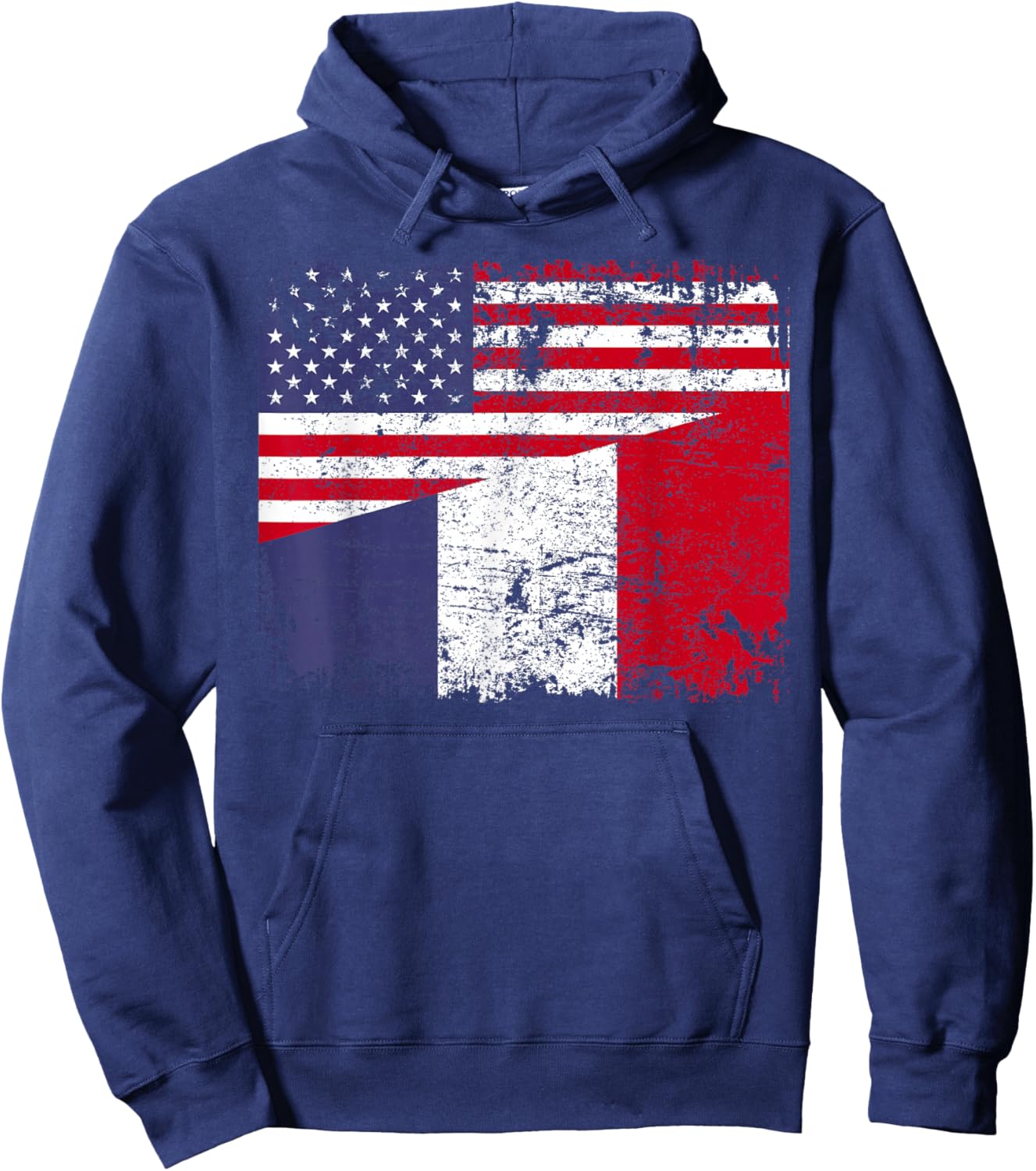 FRENCH ROOTS | Half American Flag | USA FRANCE FLAG Hoodie - Hoodie | Navy