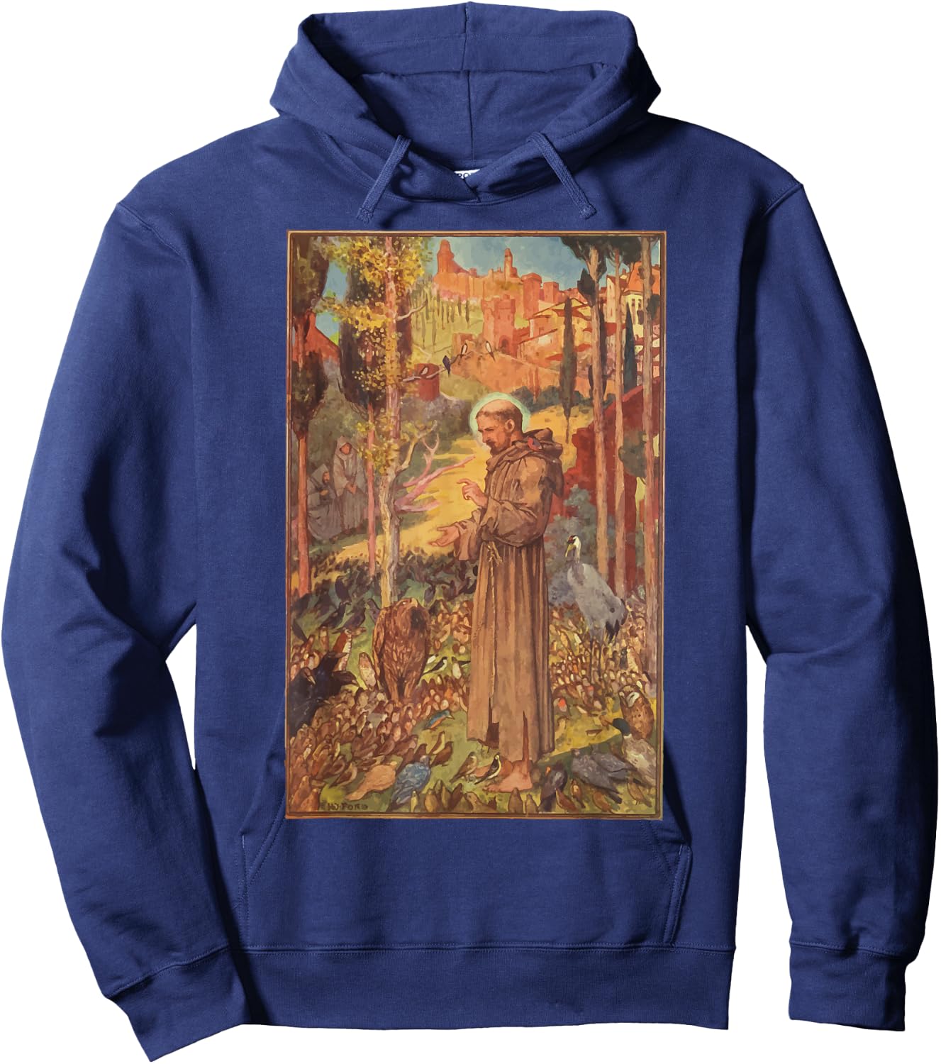 St Francis of Assisi Art Patron Saint of Animals Catholic Hoodie - Hoodie | Navy