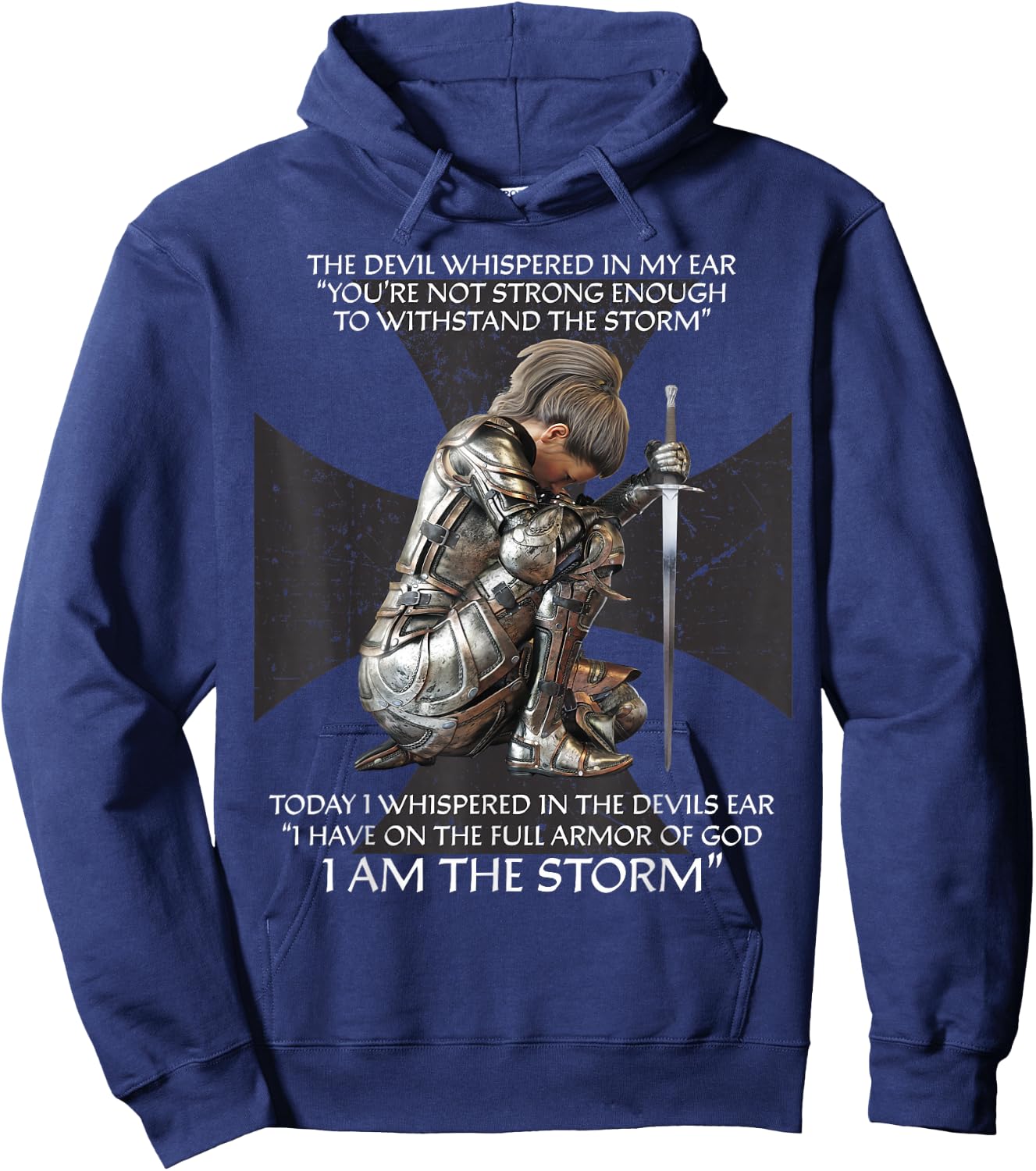 Christian Bible Verse Religious Cross Gifts Women Cute Faith Short Sleeve Hoodie - Hoodie | Navy
