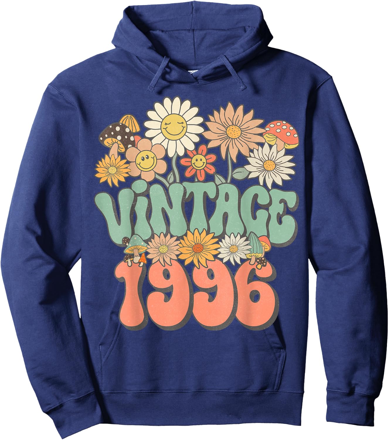 Retro Groovy Vintage 1996 Floral Hippie Daisy 30th Birthday Hoodie - Hoodie | Navy