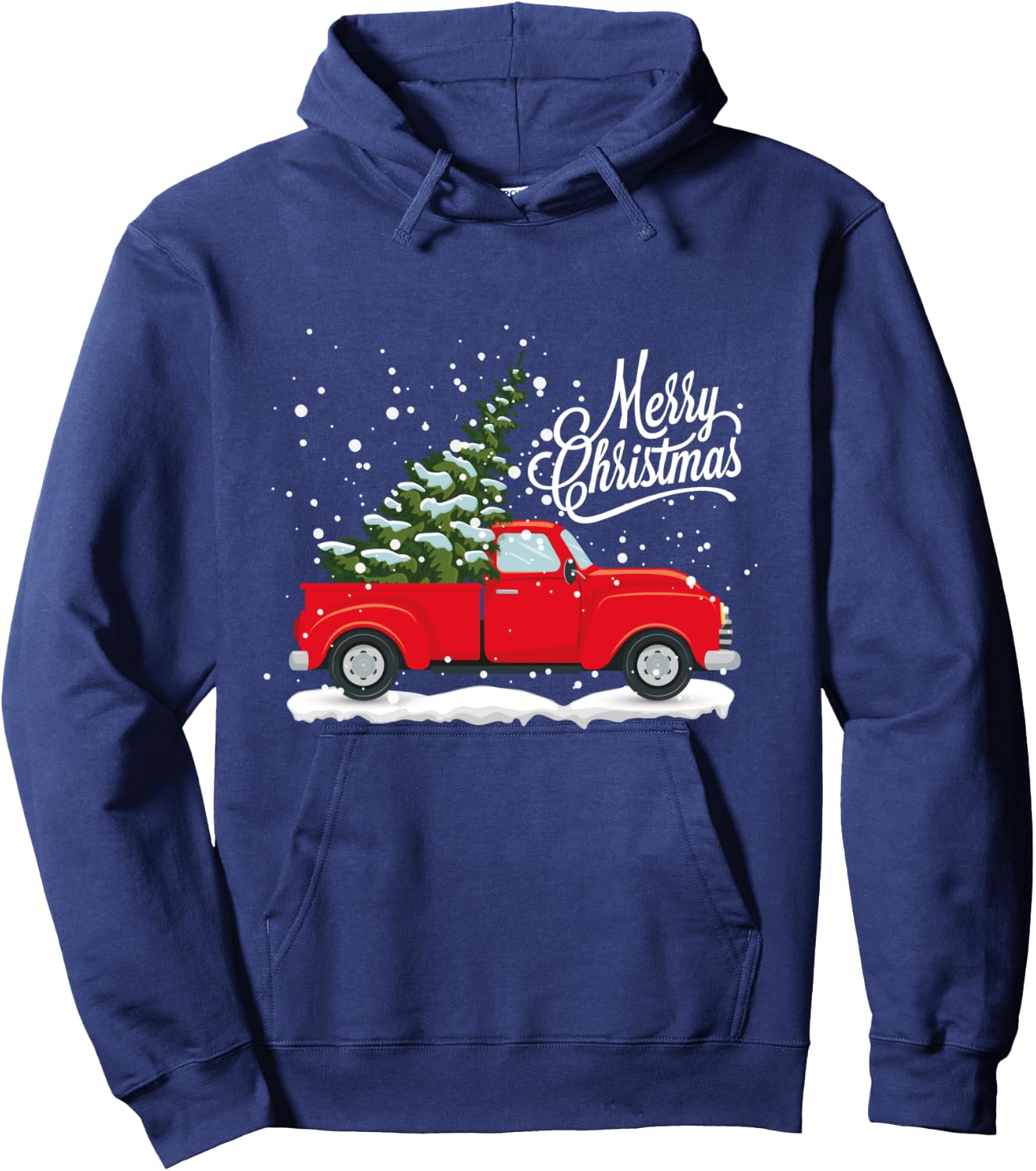 Vintage Red Truck Christmas Tree Hoodie - Hoodie | Navy