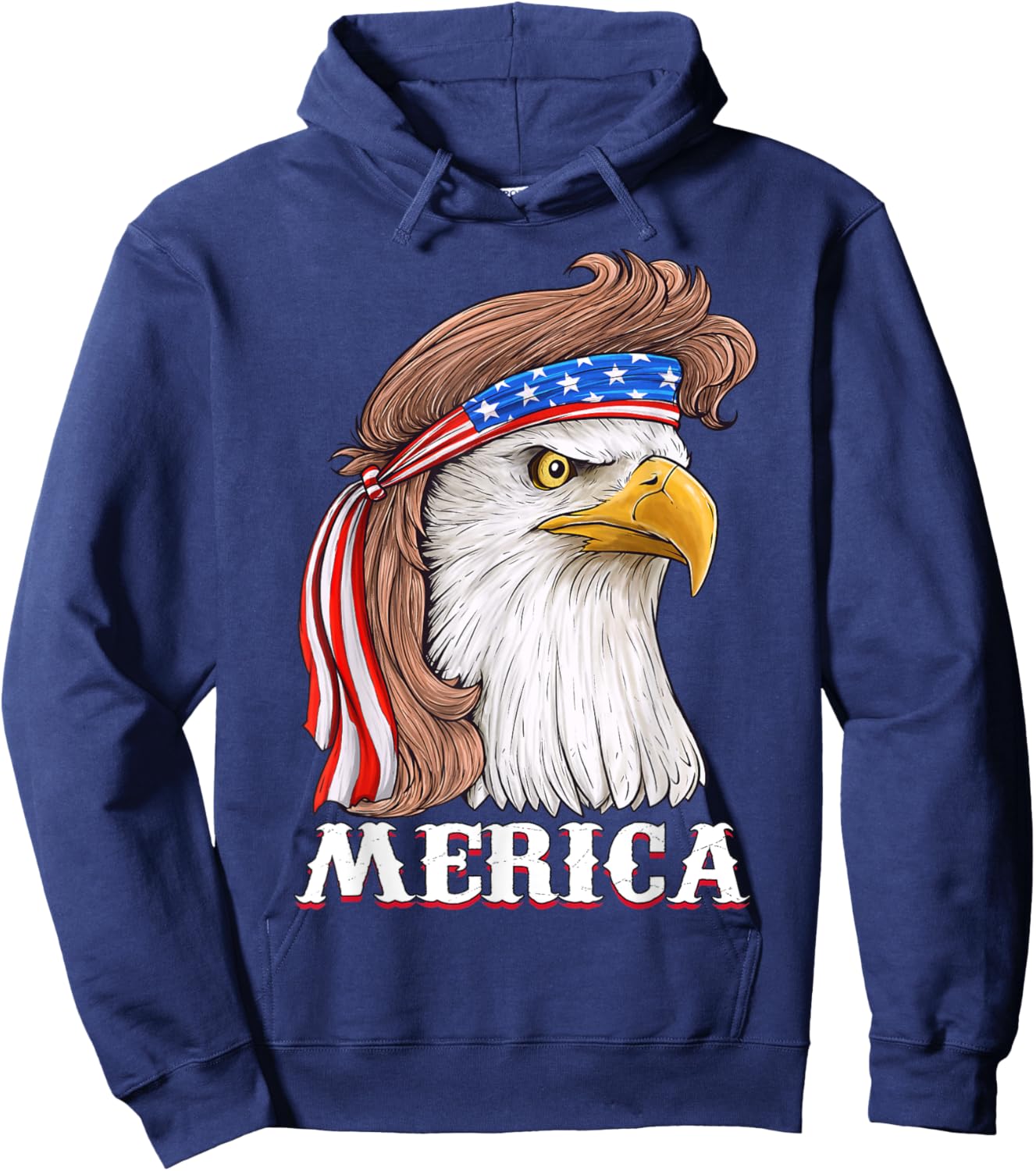 Eagle Mullet 4th Of July USA American Flag Merica Hoodie - Hoodie | Navy