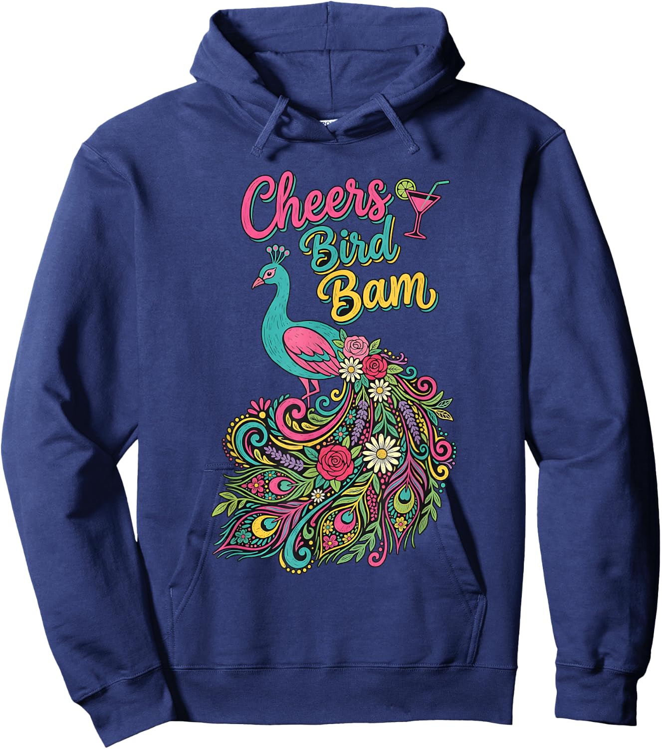 Cheers Bird bam Retro Funny Mahjong Player Hoodie - Hoodie | Navy