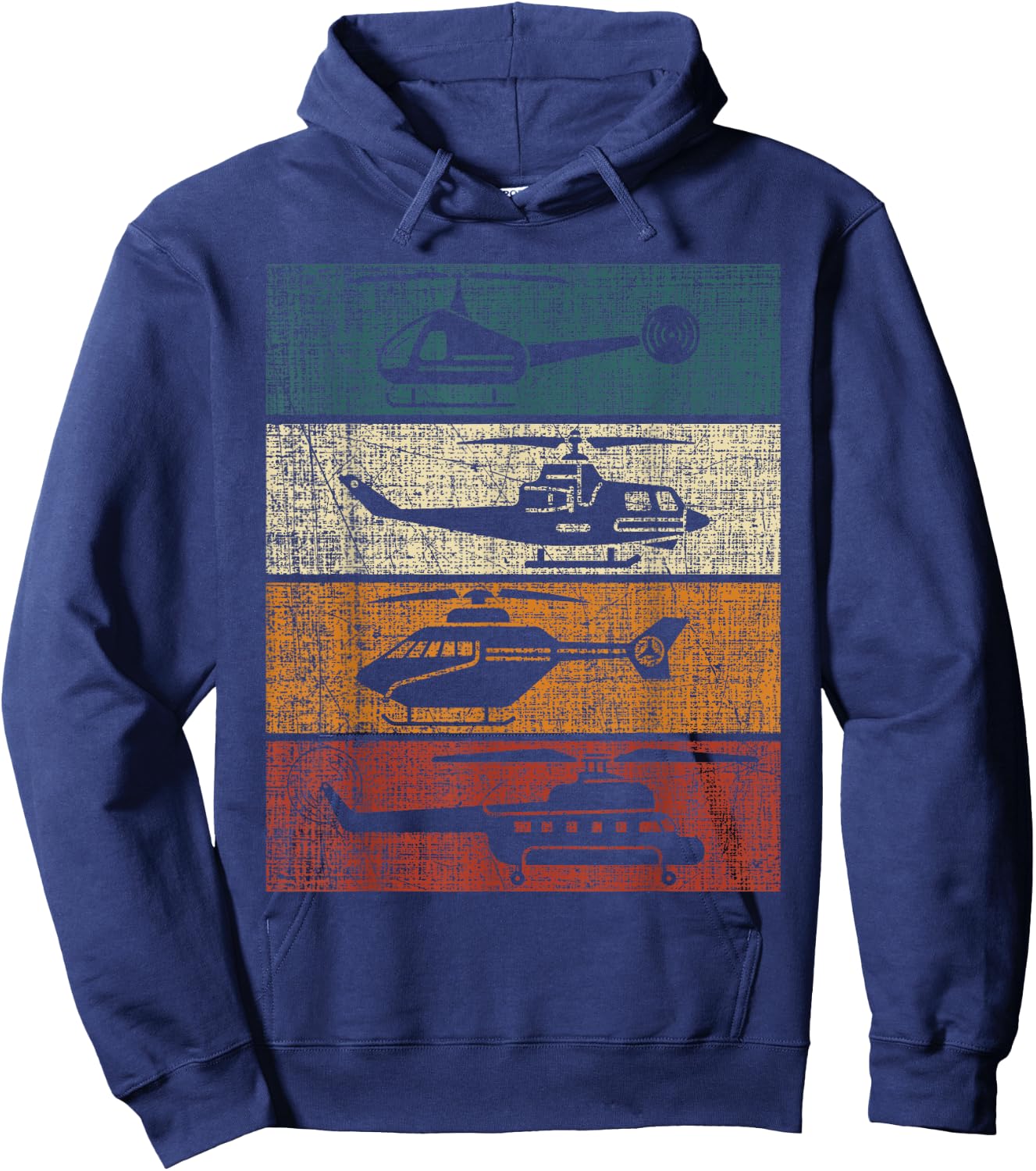 Retro Helicopter Pilot Vintage Aviation Hoodie - Hoodie | Navy