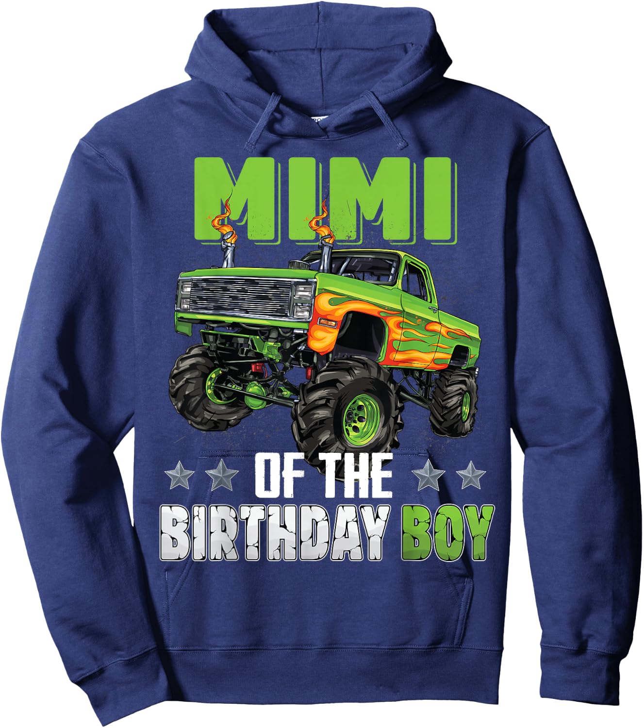 Mimi of Birthday Boy Monster Truck Car Family Matching Nana Hoodie - Hoodie | Navy