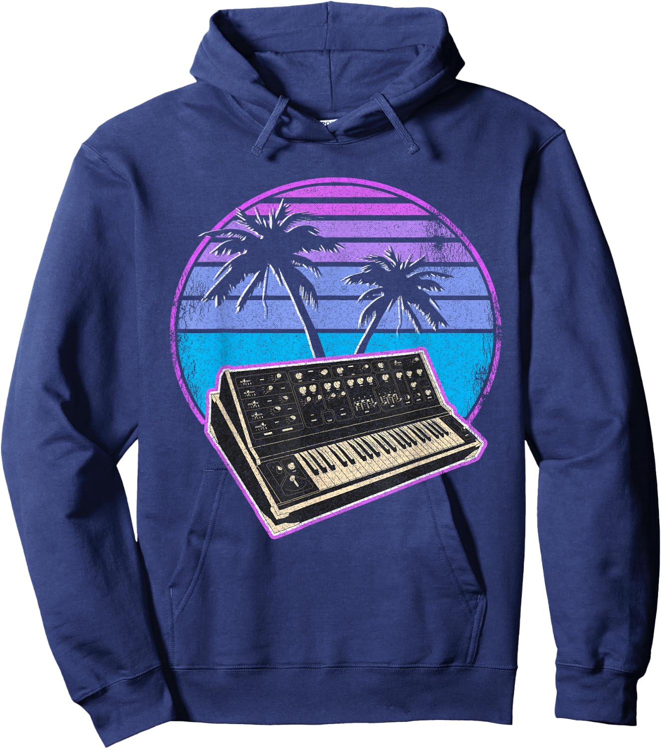 Synthwave Vintage Retrowave Pastel Goth Analog Synthesizer Hoodie - Hoodie | Navy