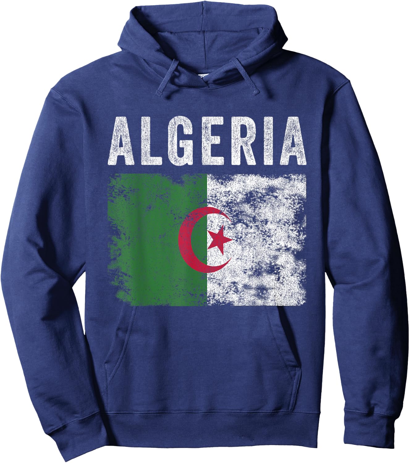 Algeria Flag Distressed - Men Women Kids - Algerian Flag Hoodie - Hoodie | Navy