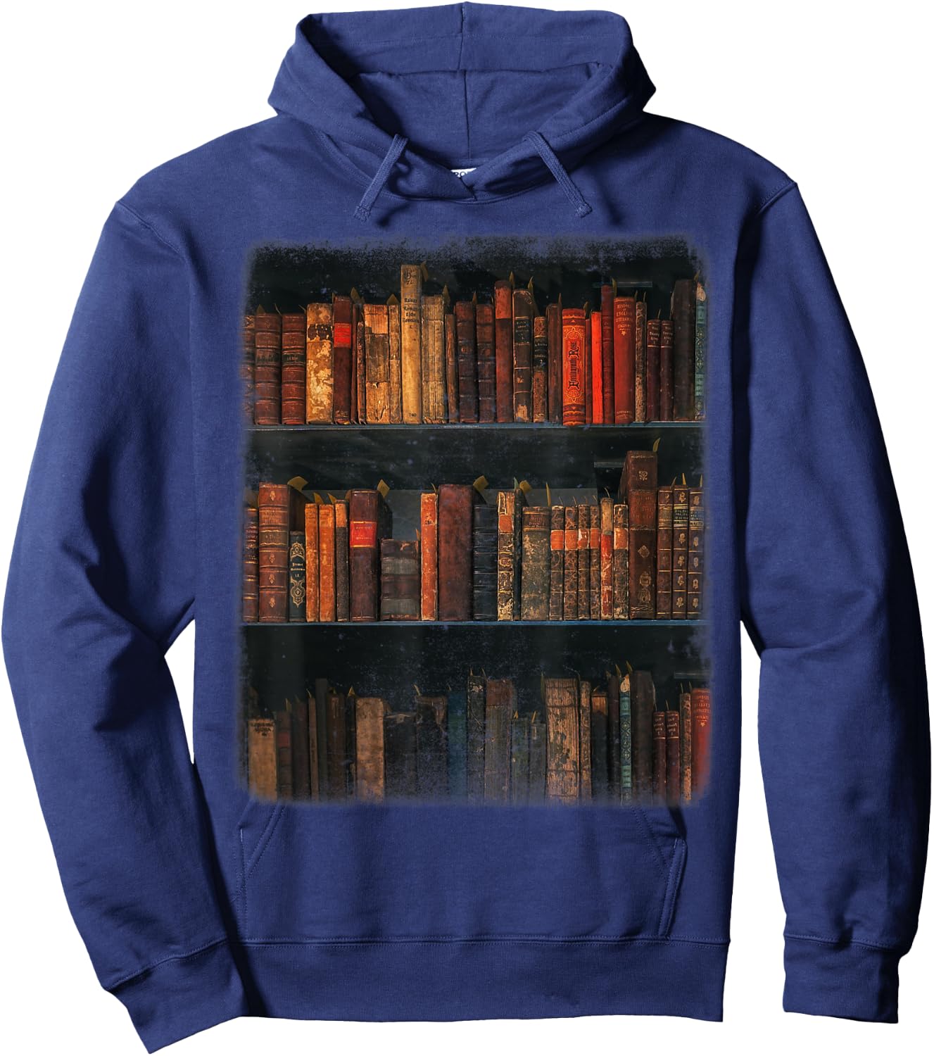 Old Books on Vintage Bookshelves Dark Academia Aesthetic Hoodie - Hoodie | Navy