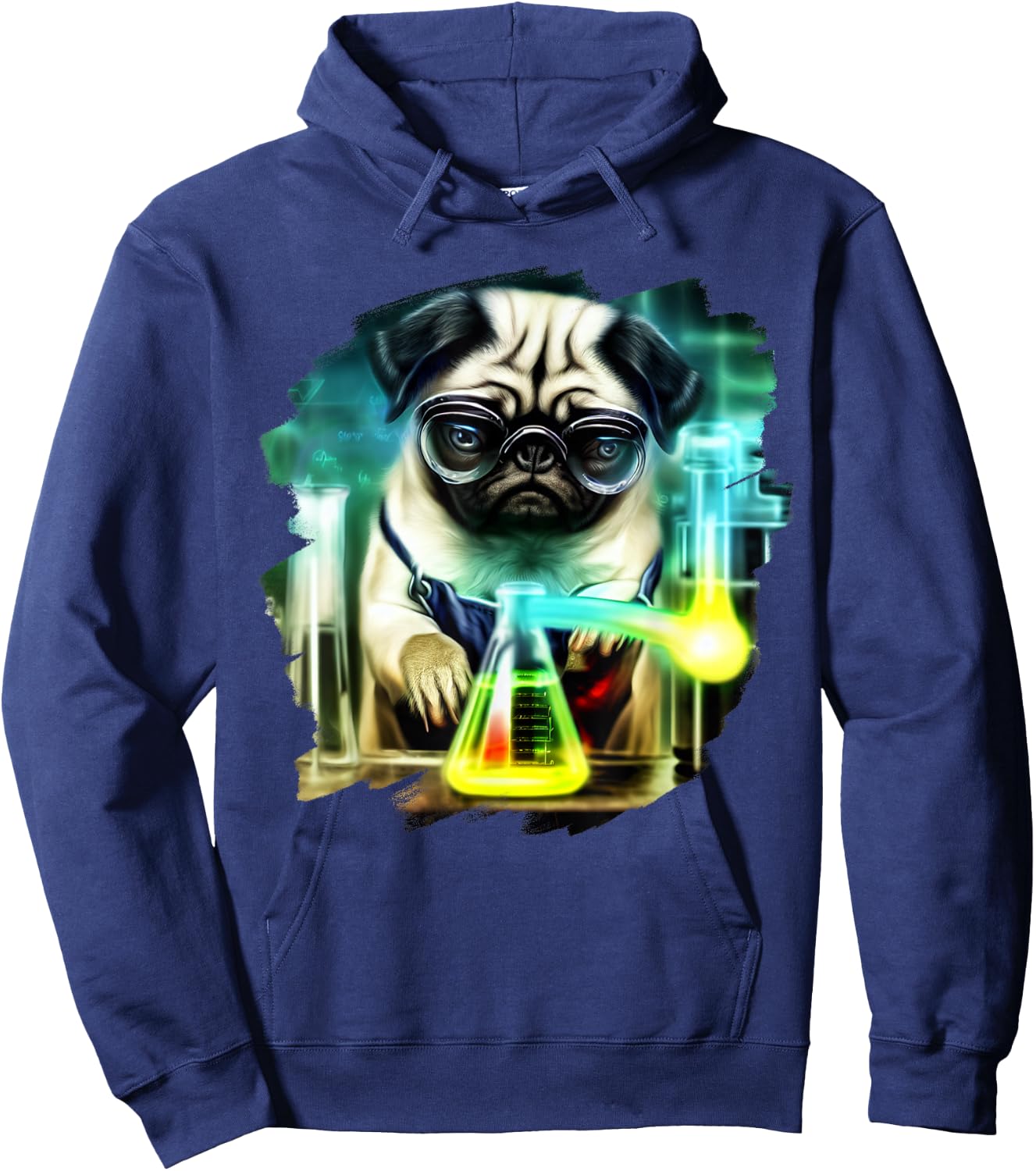 Pug Mad Scientist Dog Mixing Chemicals Chemistry Science Hoodie - Hoodie | Navy