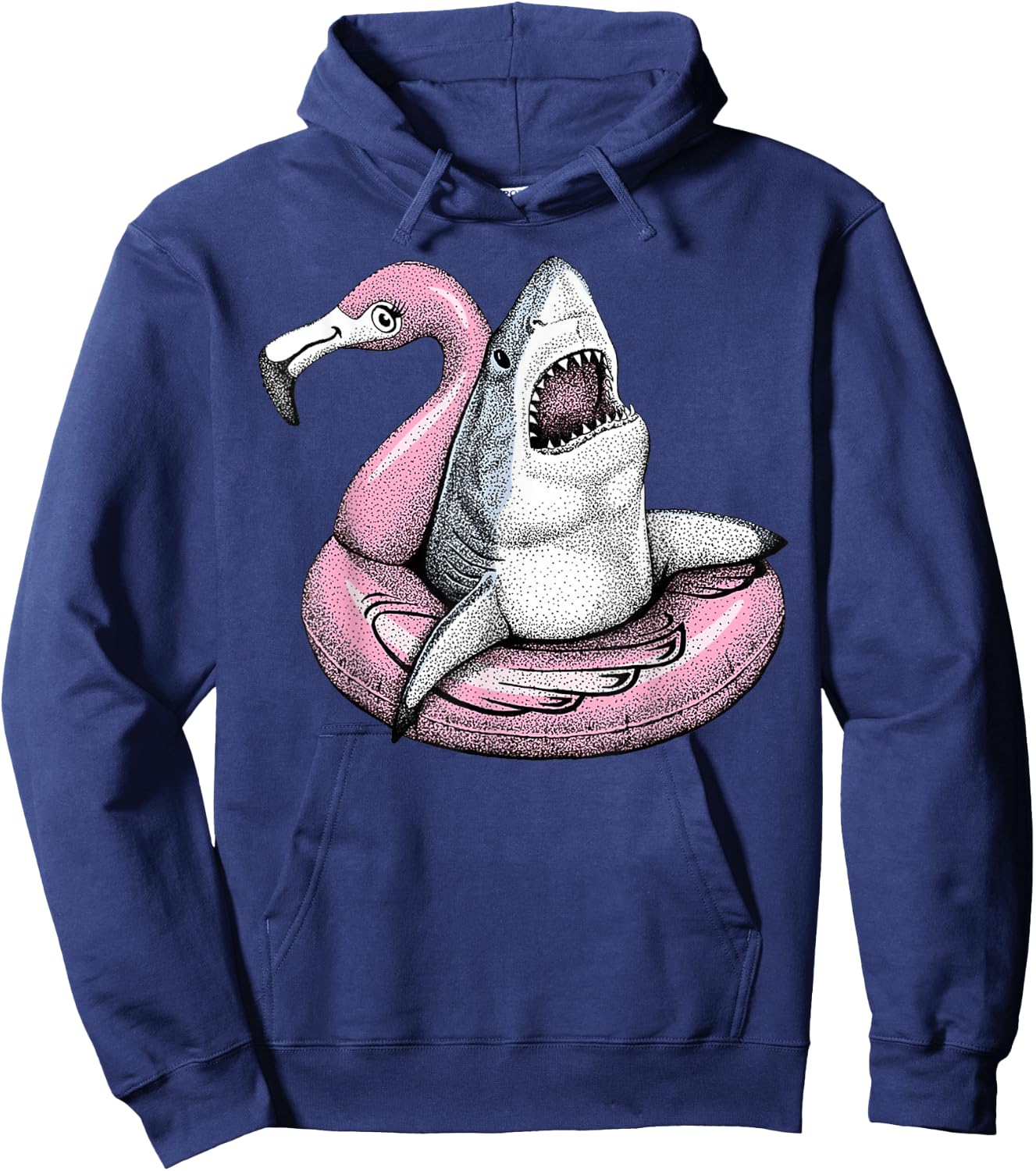 Hello Summer Matching Family Flamingo Pool Shark Beach Hoodie - Hoodie | Navy