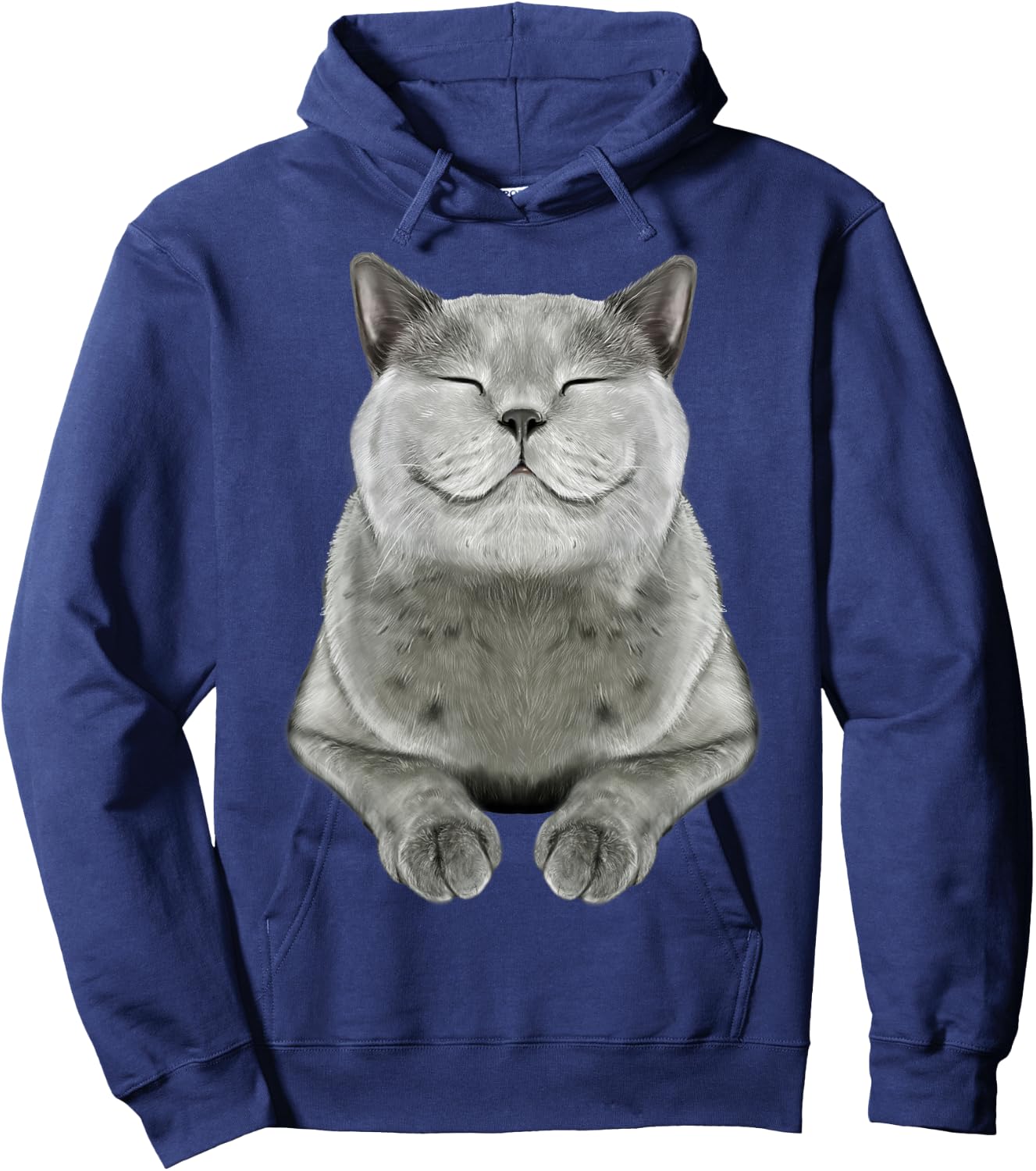 Grey Cat Smile Eager Face Cats Shirt Gifts Hoodie - Hoodie | Navy