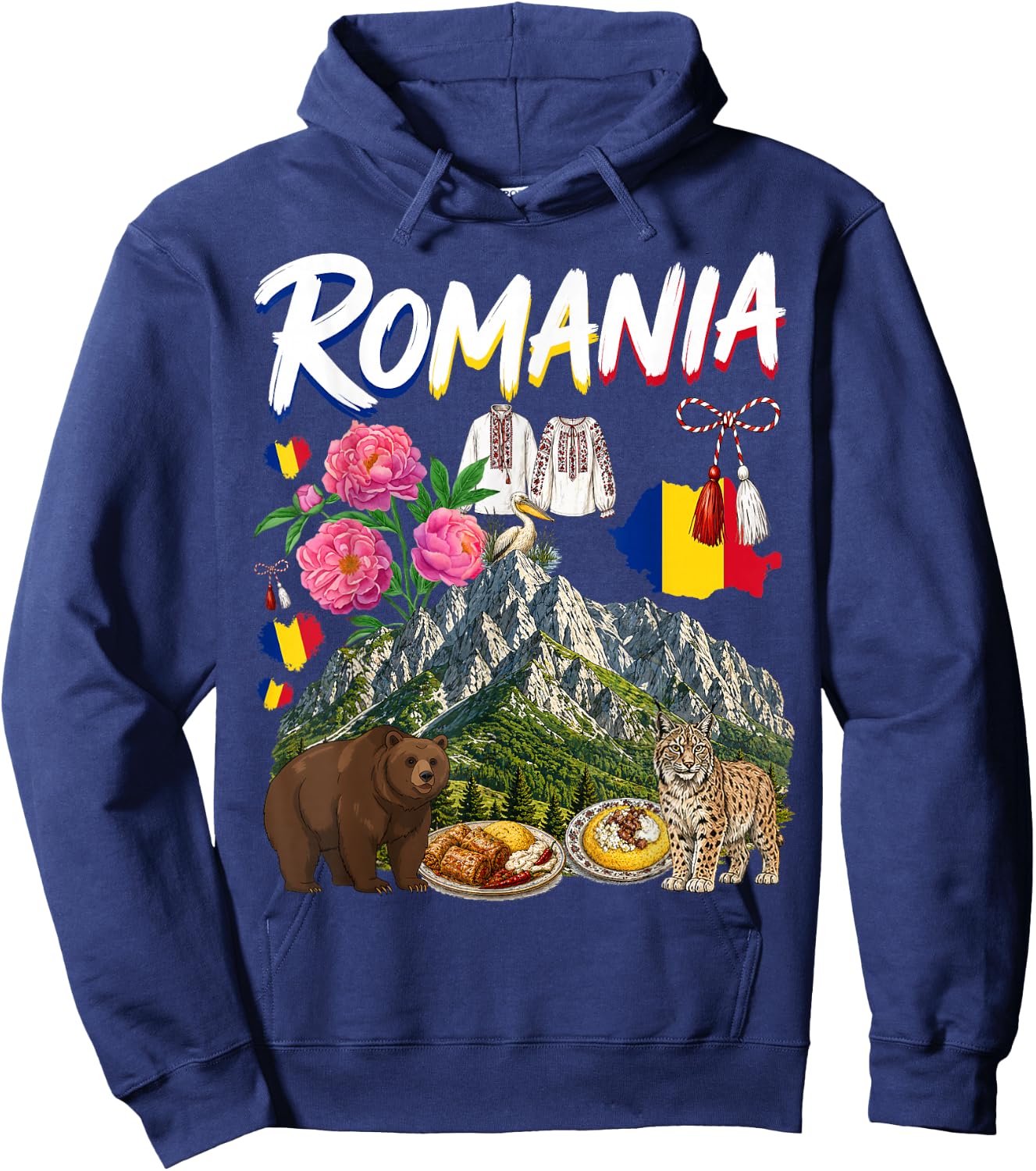 Romanian Flag Outfit Idea for Kids Romania Costume Themed Hoodie - Hoodie | Navy