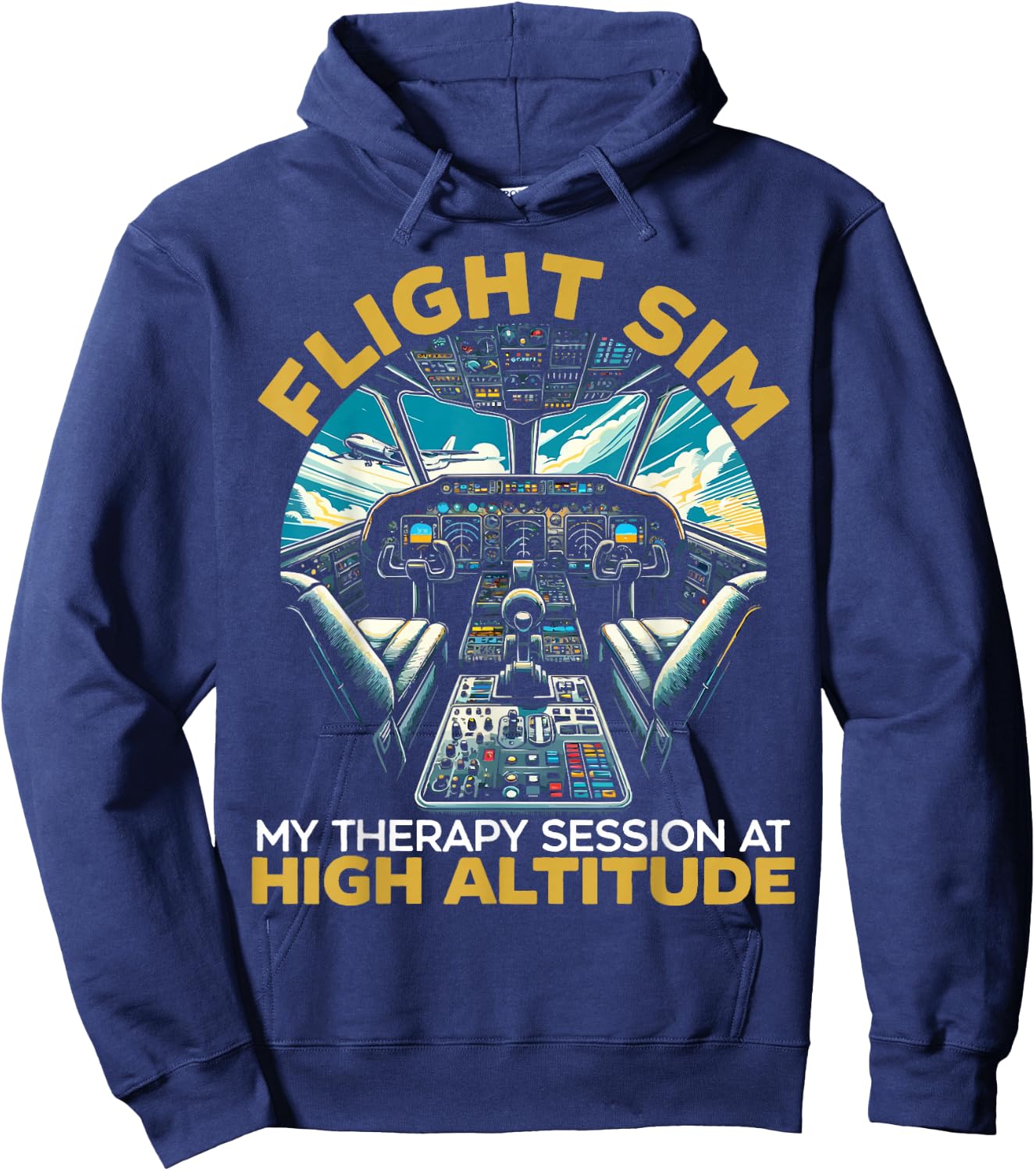 Flight Simulator Aviation Console Pilot Flight Simulation Hoodie - Hoodie | Navy