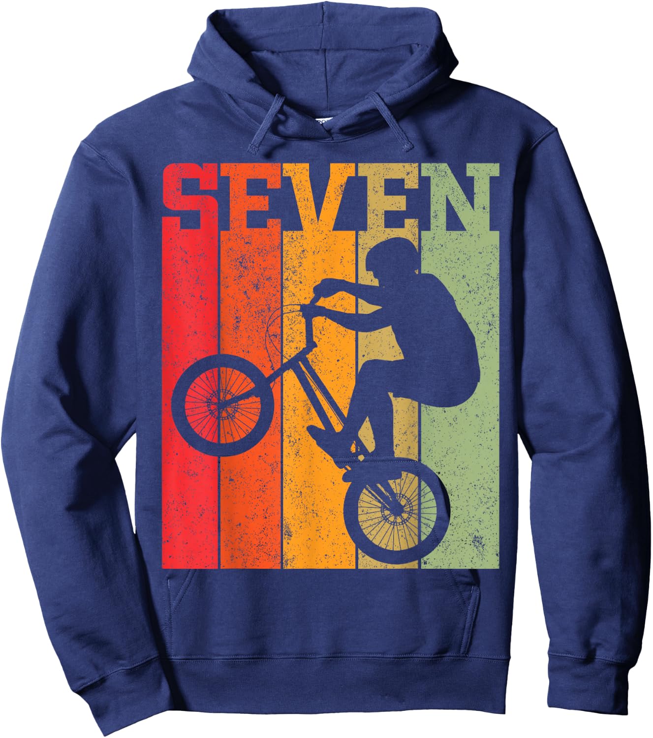 7th Birthday Boys 7 Year Old Seven BMX Bike racing bicycle Hoodie - Hoodie | Navy