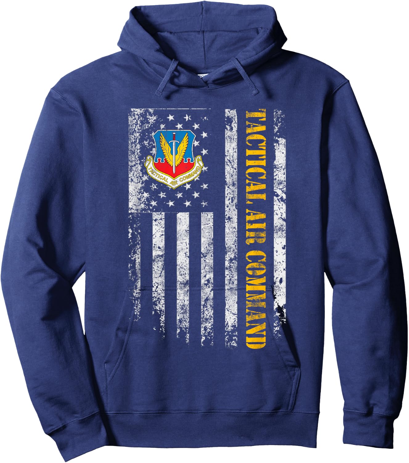 Proud Air Force Tactical Air Command Veteran Vintage US Flag Hoodie - Hoodie | Navy