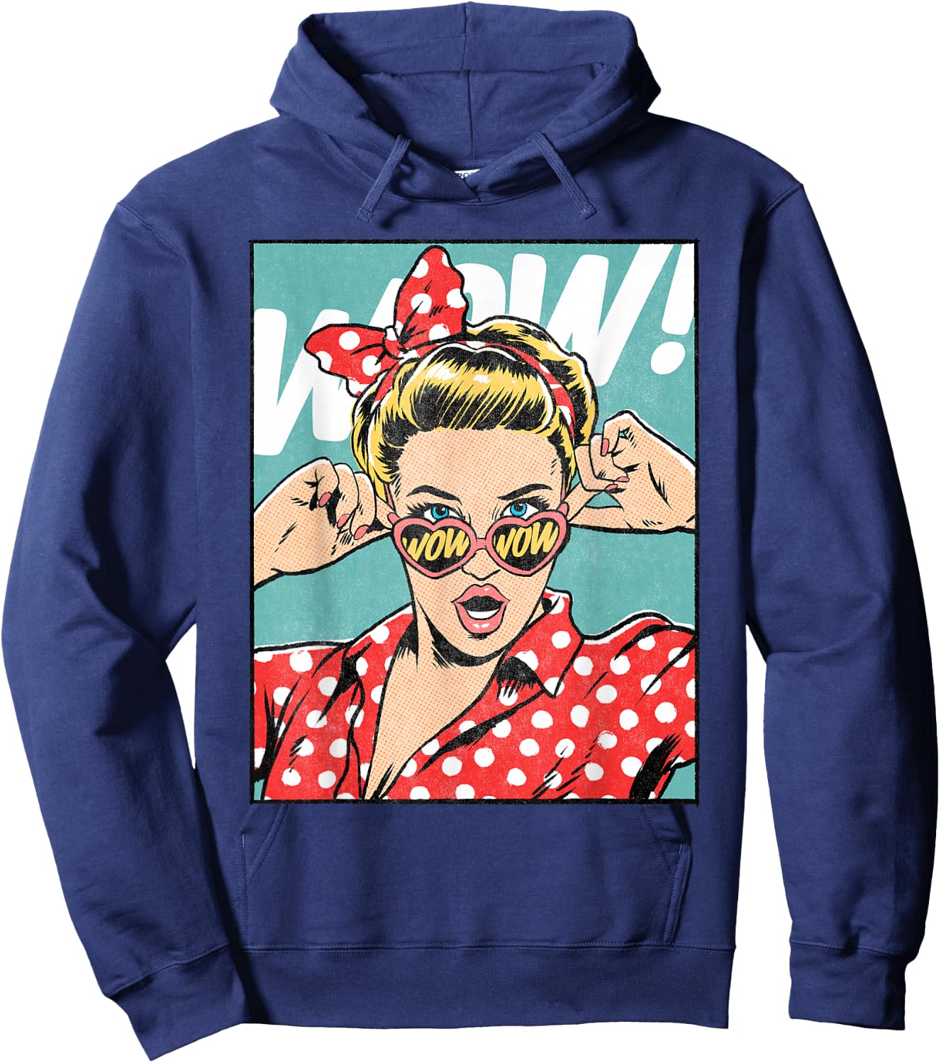 Wow Surprise Face Pop Art Comic Book Popular Culture Artist Hoodie - Hoodie | Navy