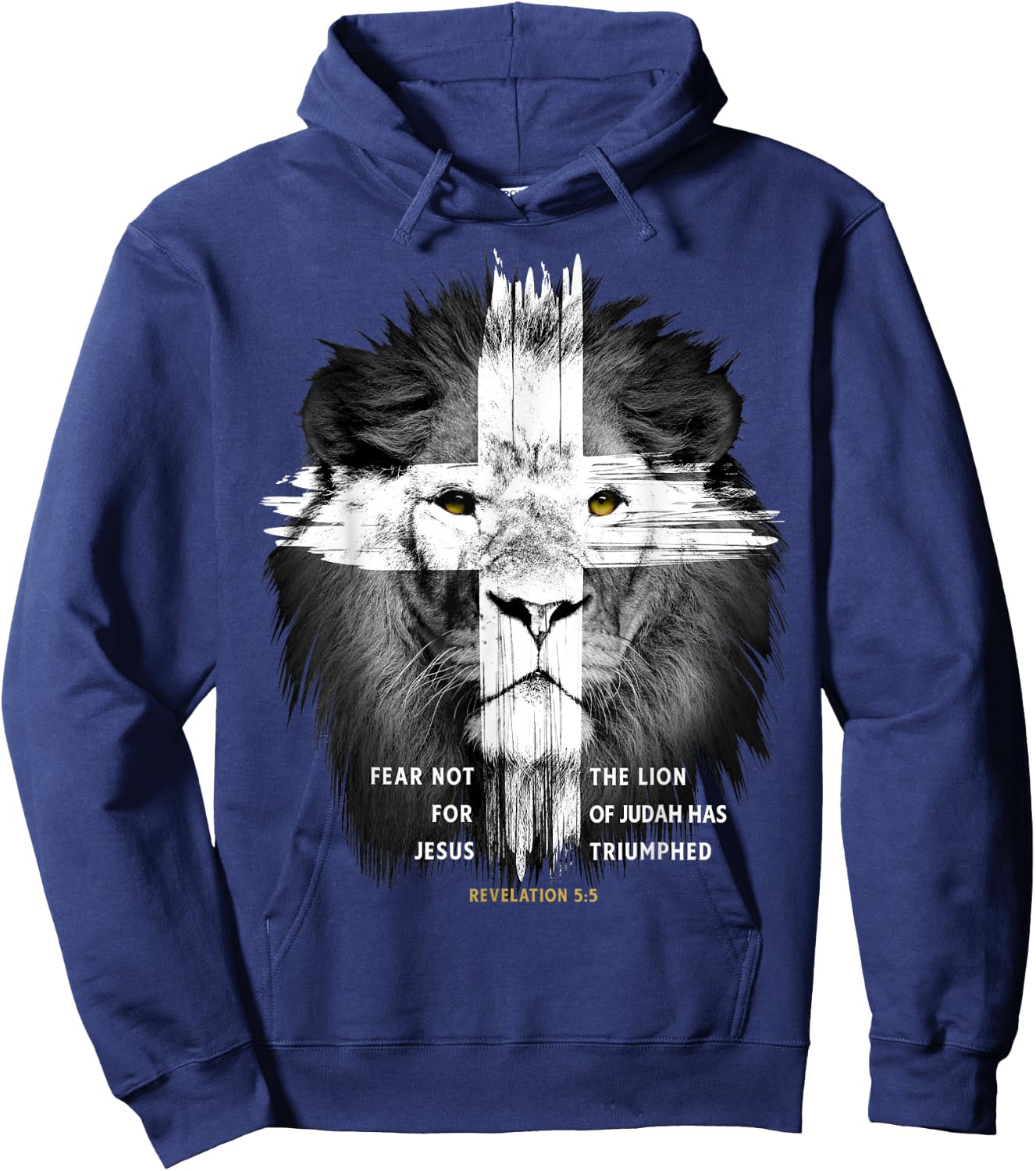 Lion Cross Jesus Christian Lord God Believer Hoodie - Hoodie | Navy