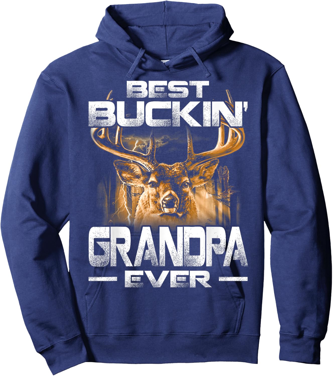 Best Buckin' Grandpa Ever Shirt Deer Hunting Bucking Father Hoodie - Hoodie | Navy