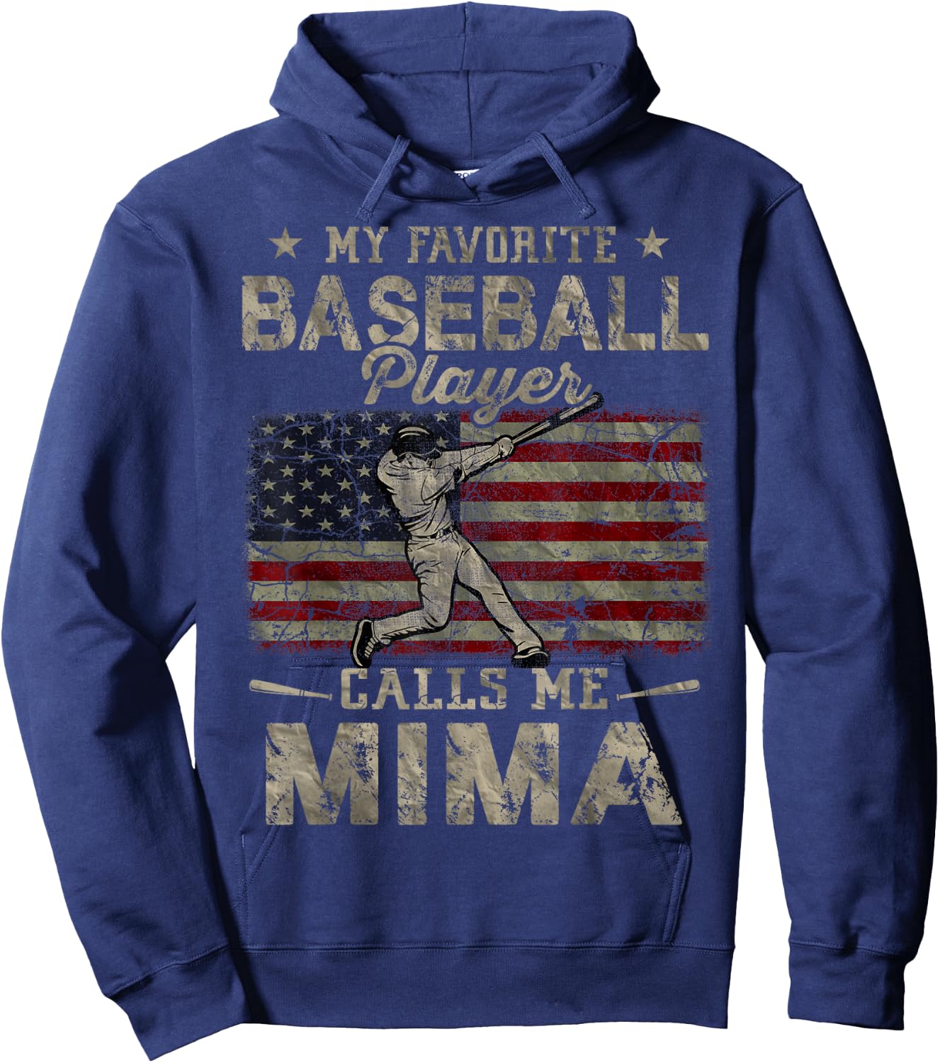 My Favorite Baseball Player Calls Me Mima Mother's Day Hoodie - Hoodie | Navy