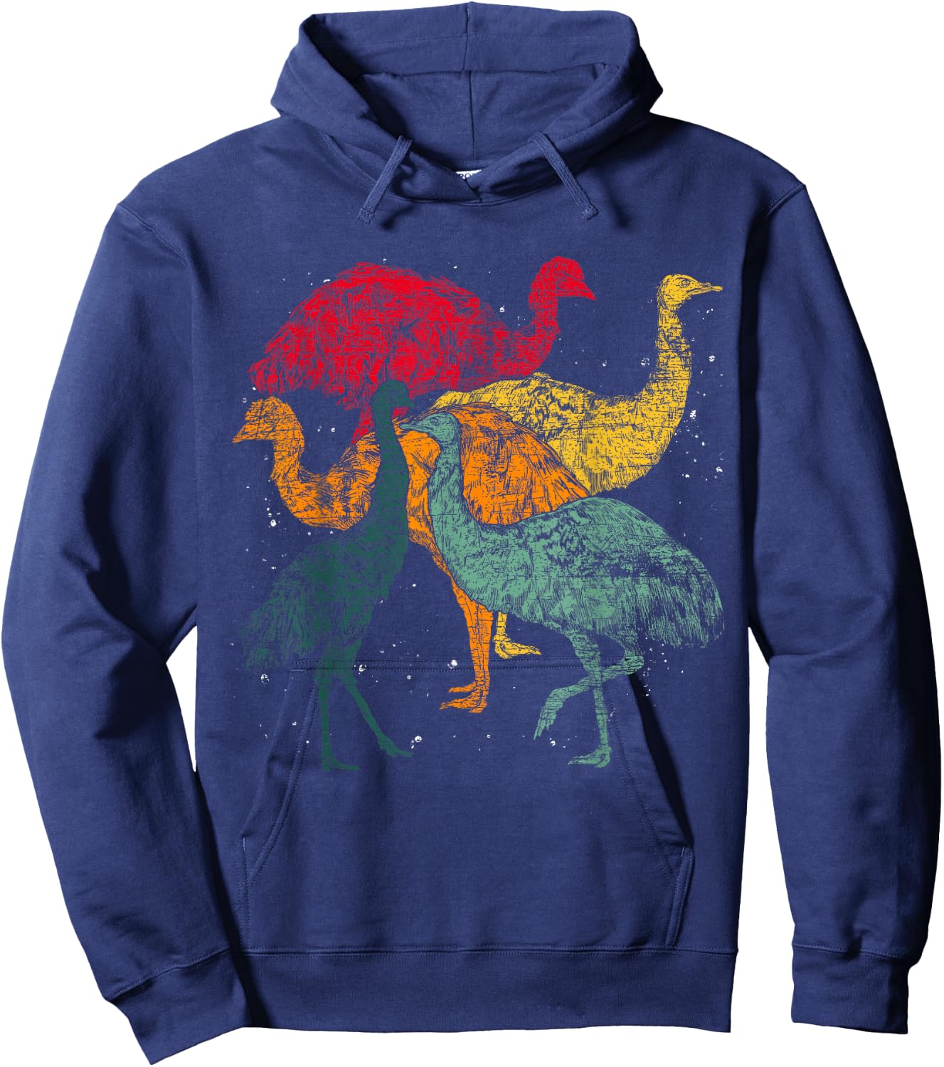 Retro Australian Animal Emu Lover Flightless Bird Emu Hoodie - Hoodie | Navy