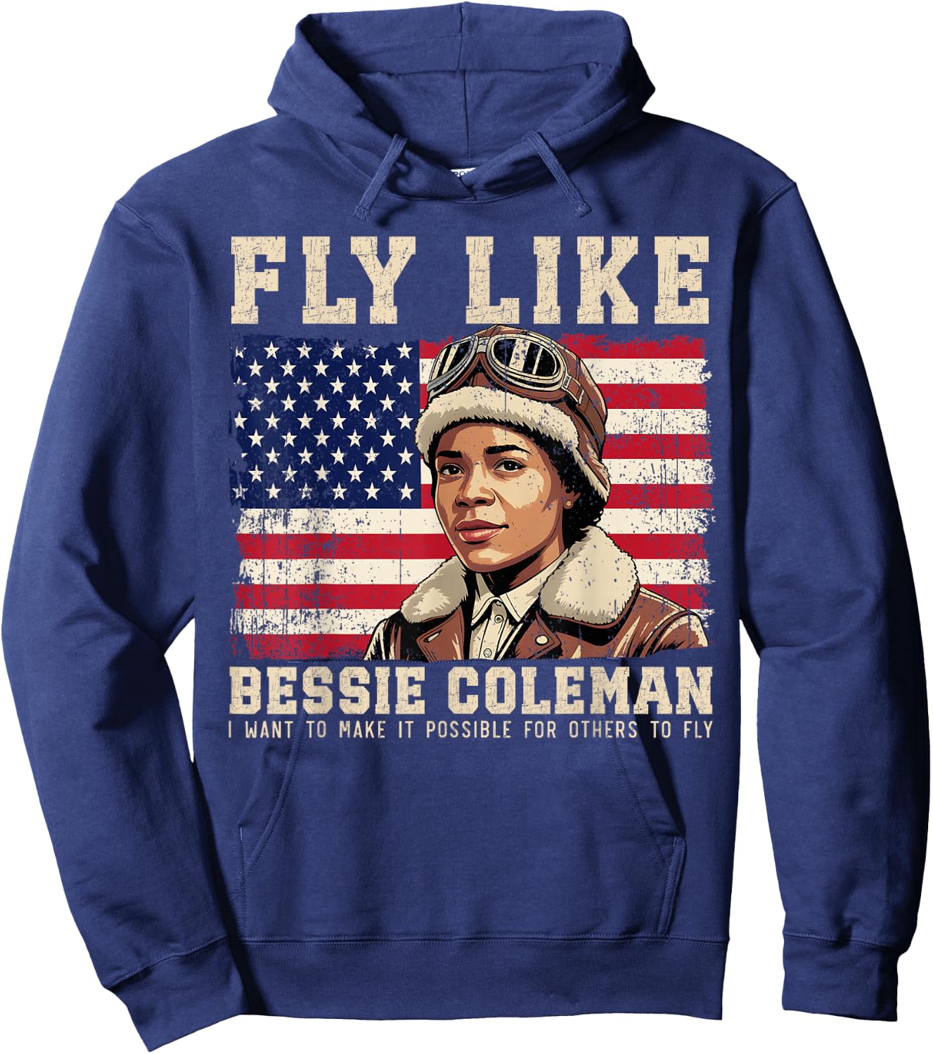 Bessie Coleman – First Black Female Pilot Tribute Hoodie - Hoodie | Navy