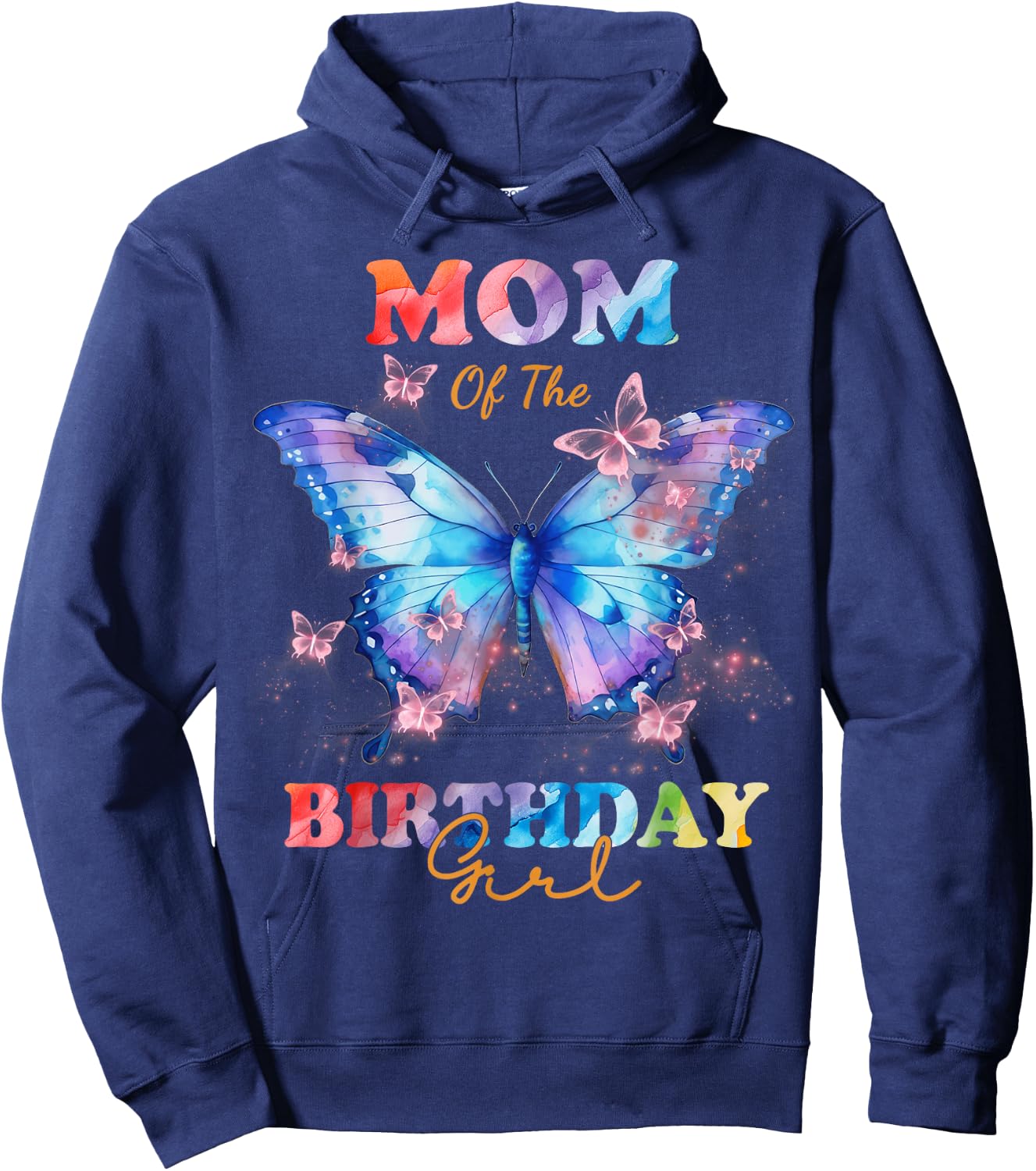 Dad Mom of The Birthday Girl Butterfly Family Matching Party Hoodie - Hoodie | Navy