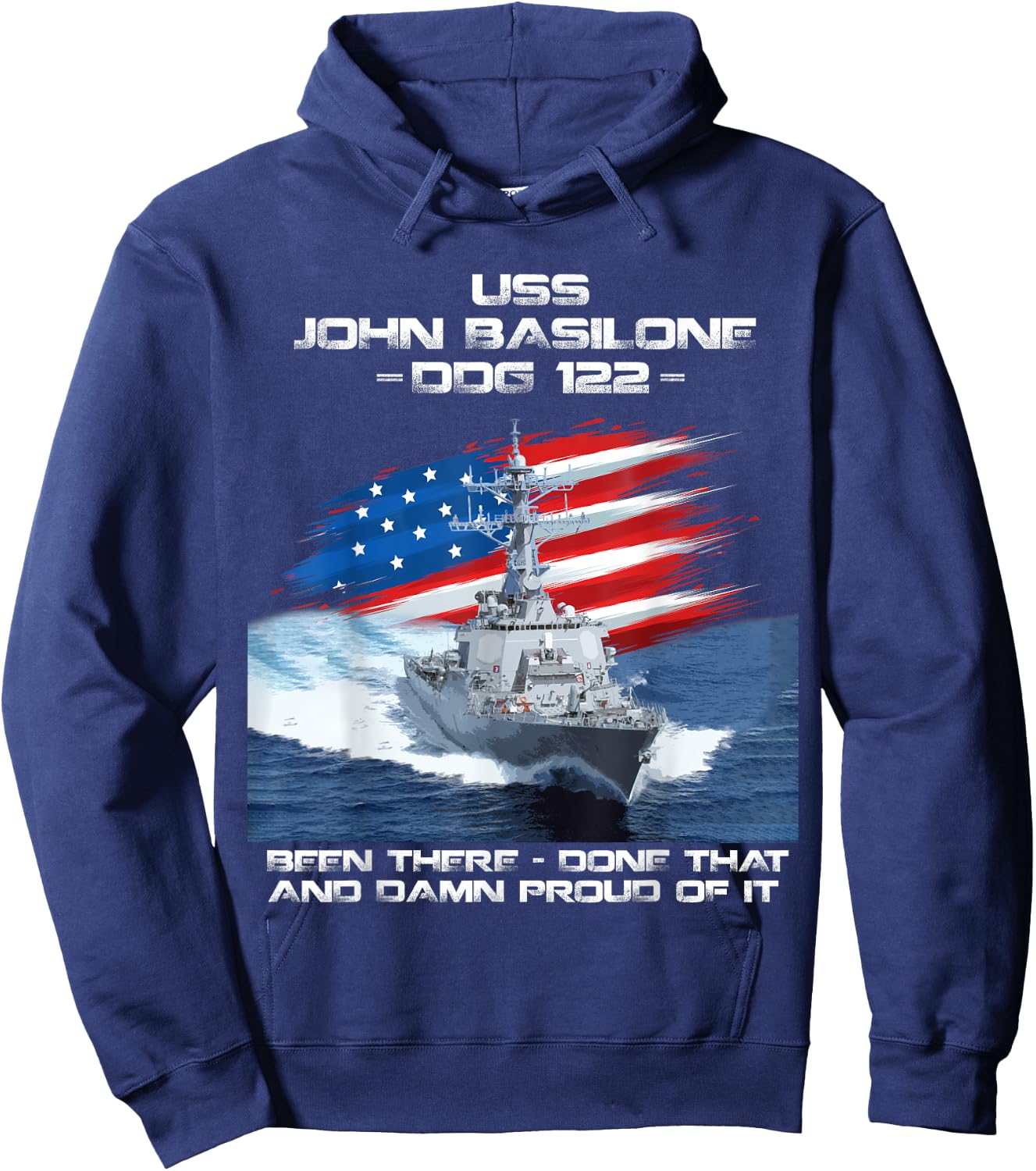 USS John Basilone DDG-122 Destroyer Ship USA Flag Veteran Hoodie - Hoodie | Navy