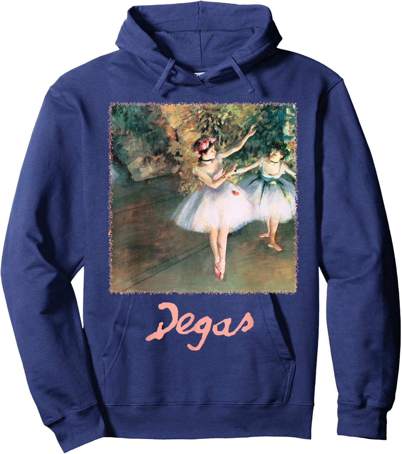 Two Dancers on a Stage by Edgar Degas, Vintage Ballet Art Hoodie - Hoodie | Navy