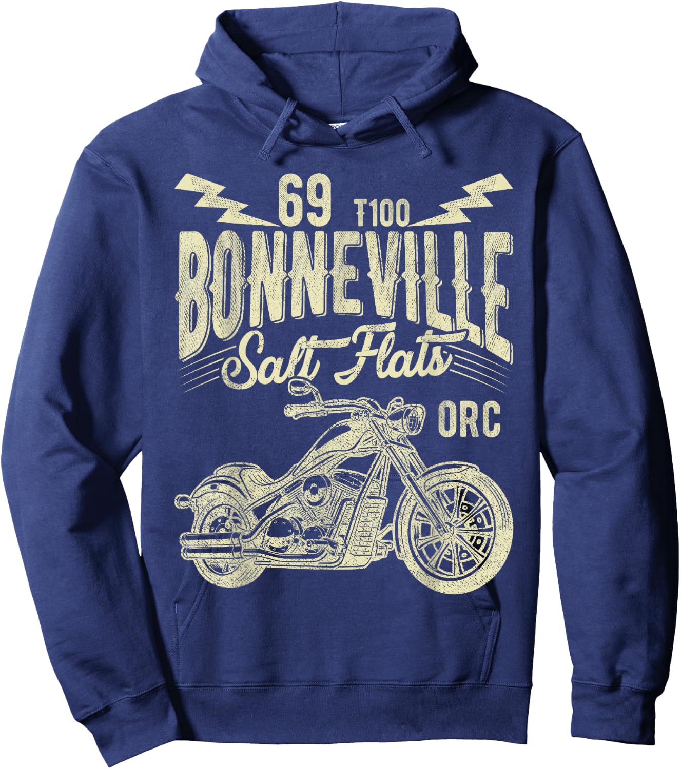 Retro Motorcycle Rider Funny Bonneville Salt Flats Vintage Hoodie - Hoodie | Navy