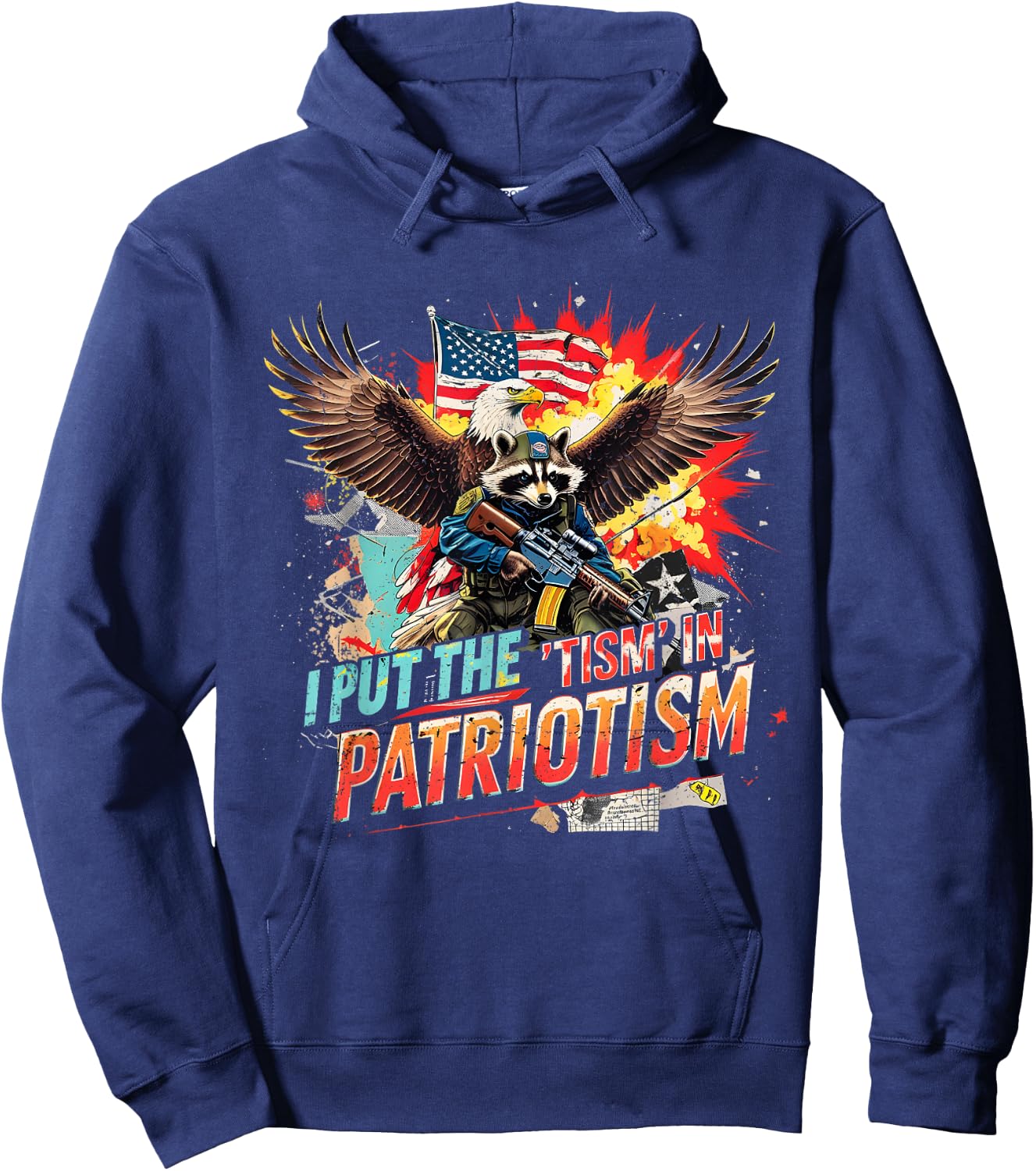 Funny I Put The Tism in Patriotism Tactical Animal Apparel Hoodie - Hoodie | Navy