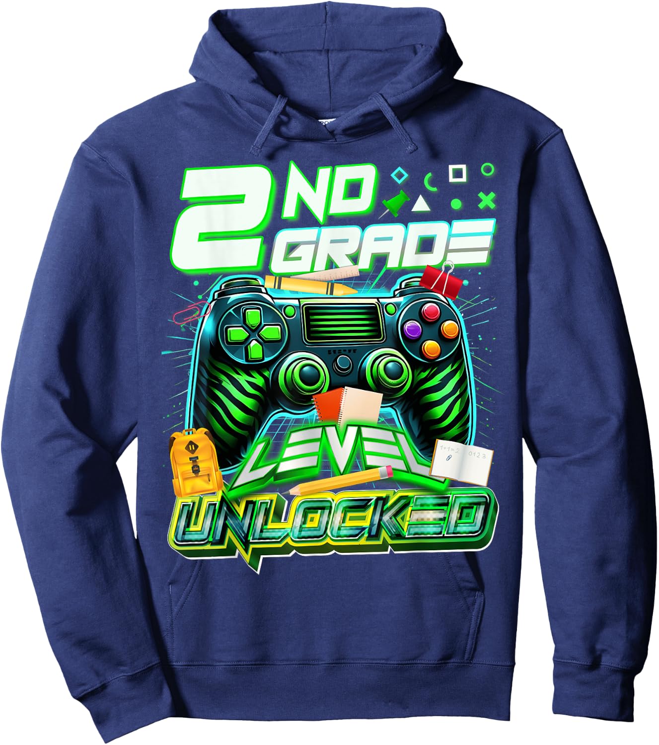 Back To School 2nd Grade Level Unlocked Gamer First Day Hoodie - Hoodie | Navy