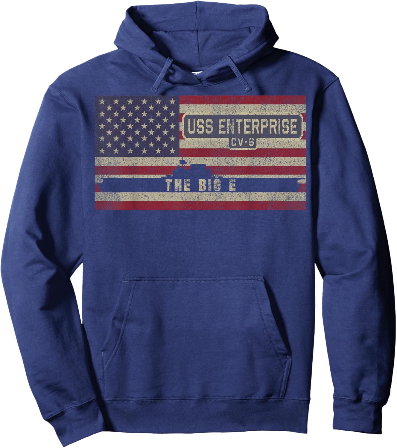 USS Enterprise CV-6 WW2 Aircraft Carrier USA American Flag Hoodie - Hoodie | Navy