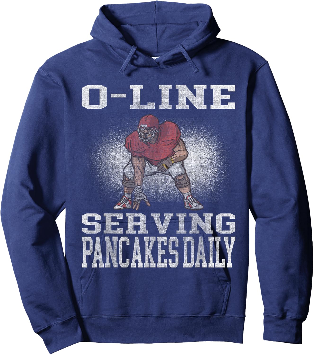 Football Lineman Serving Pancakes Offensive LIne Hoodie - Hoodie | Navy