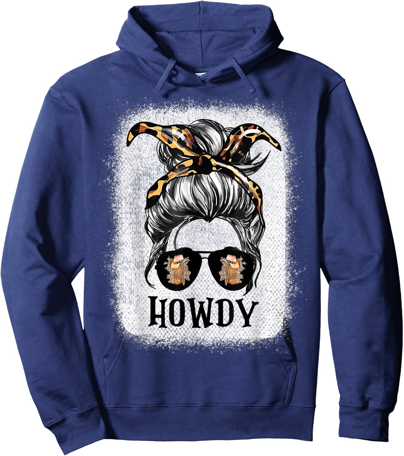Messy Bun Hat Howdy Rodeo Western Country Southern Cowgirl Hoodie - Hoodie | Navy