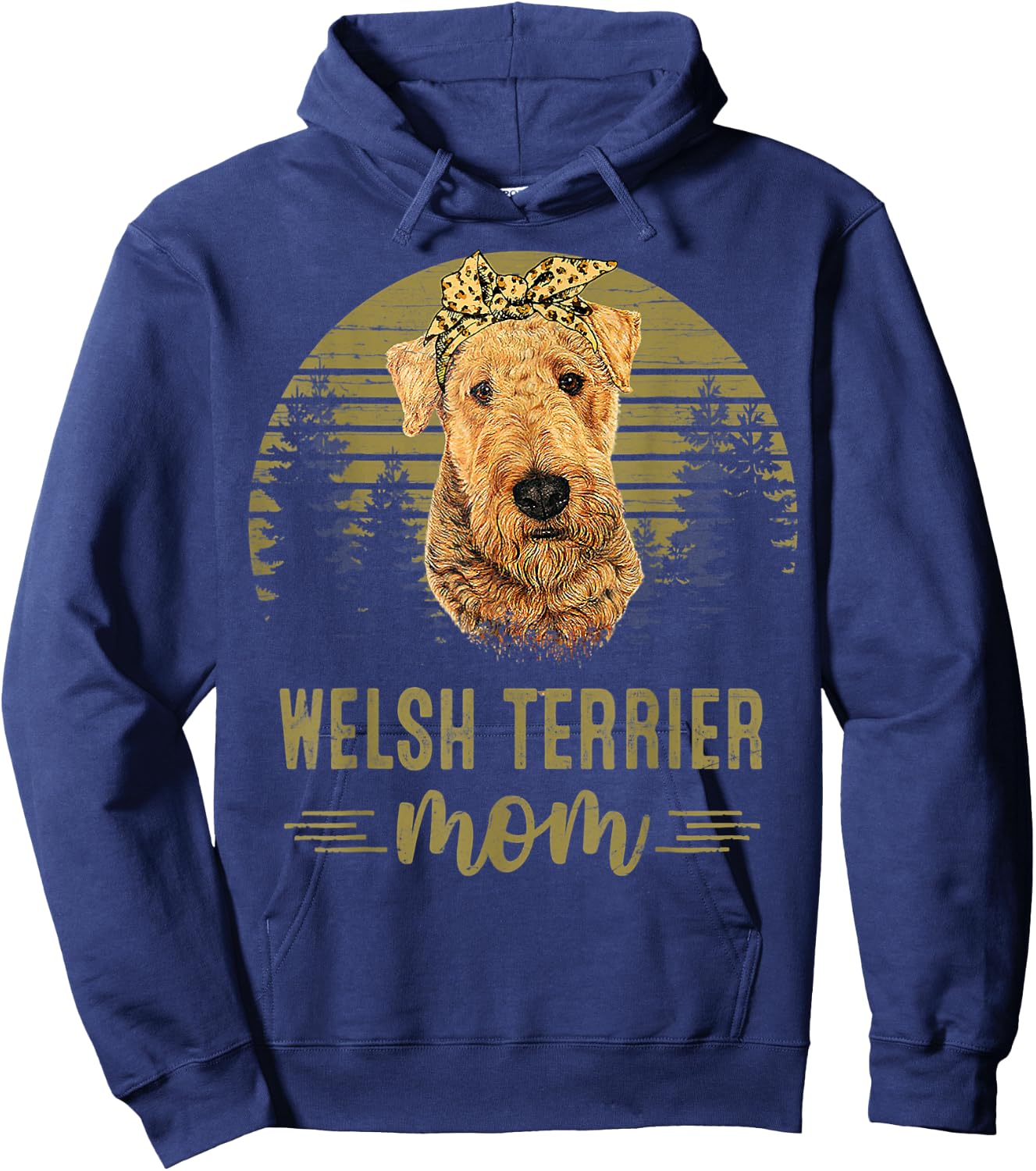 Vintage Welsh Terrier Mom Dog Lover Mother's Day Women Kids Hoodie - Hoodie | Navy