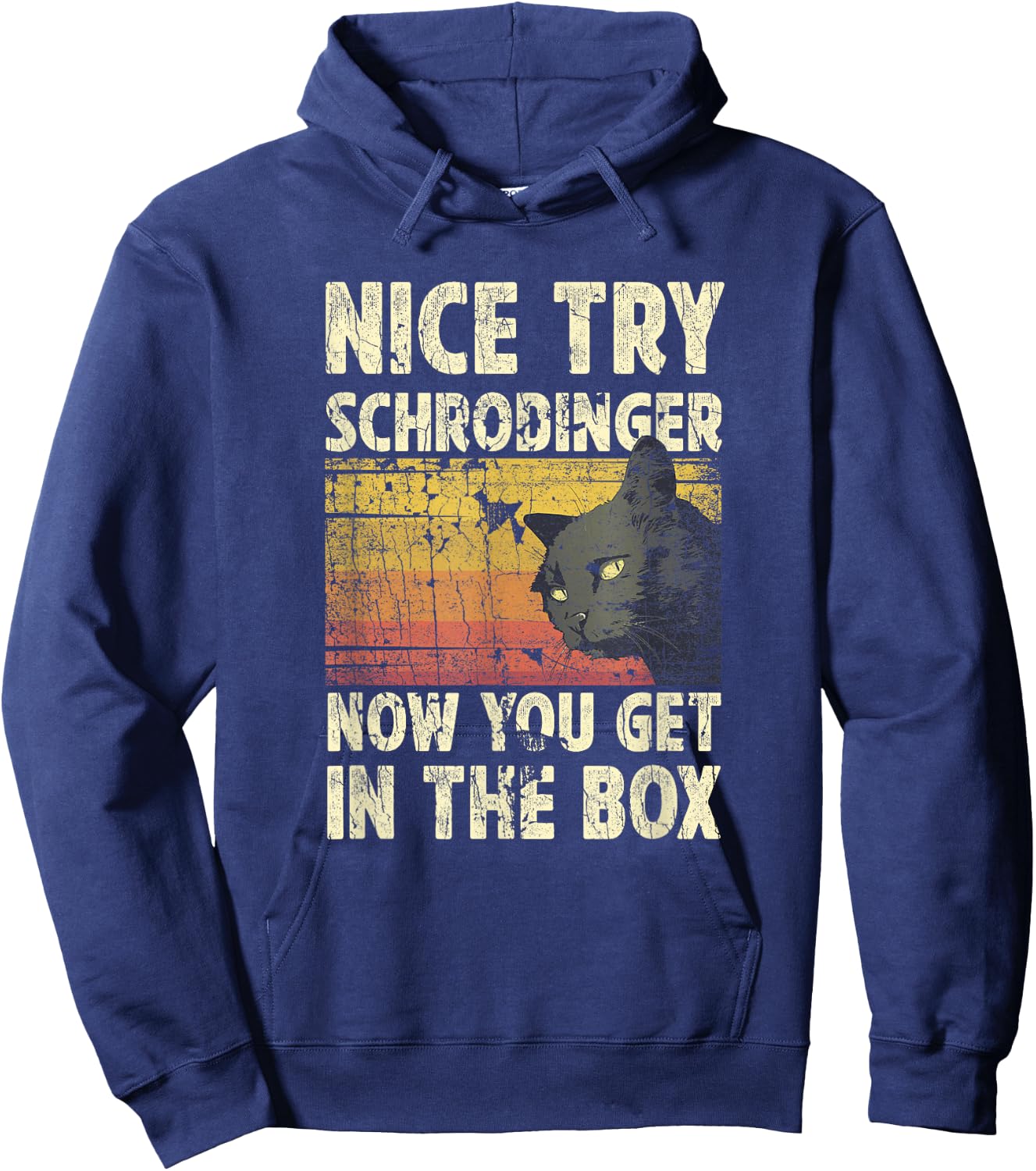 Nice Try Schrodinger Now You Get In The Box Black Cat Men Women Hoodie - Hoodie | Navy