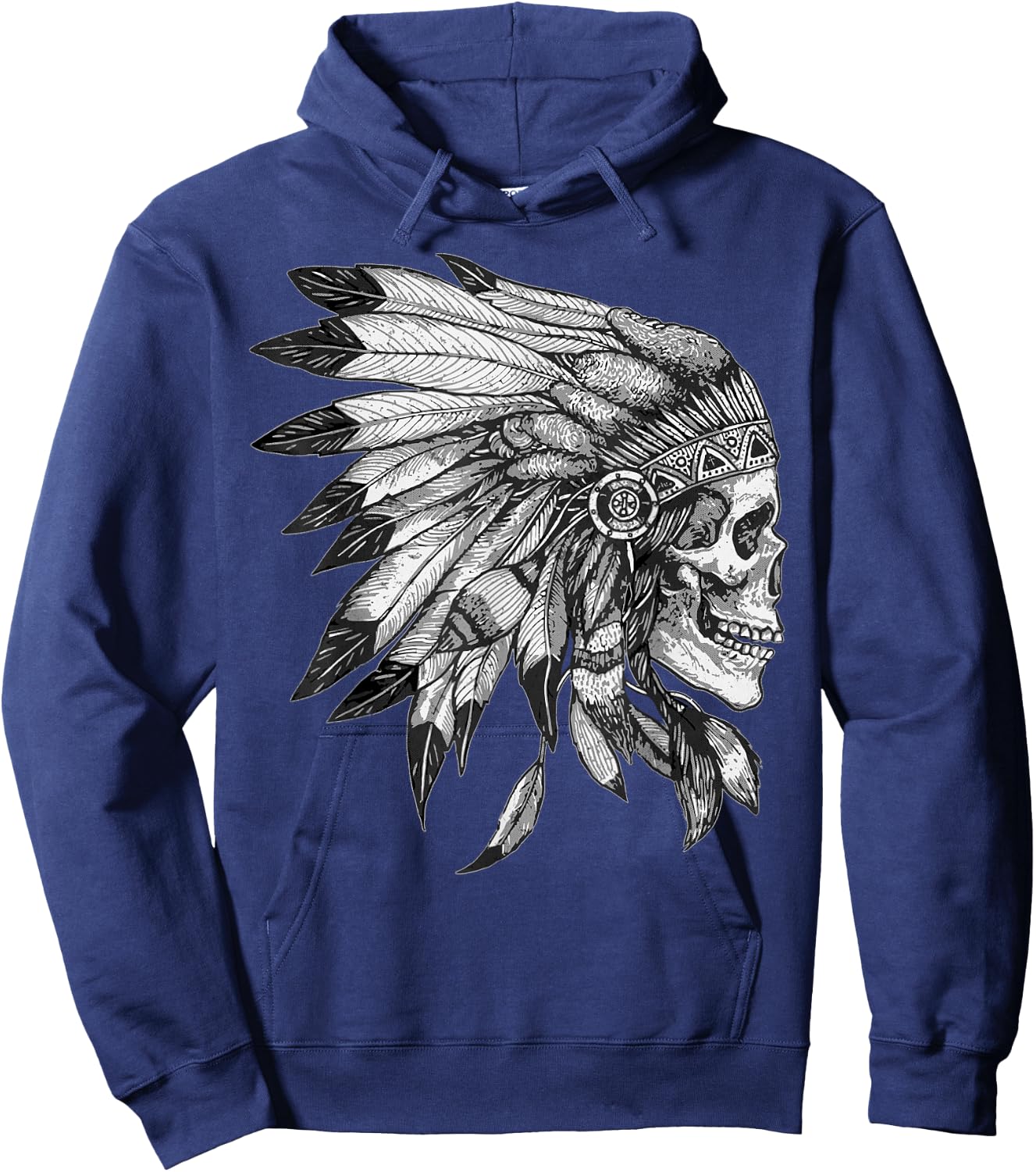 American Motorcycle Skull Native Indian Eagle Chief Vintage Hoodie - Hoodie | Navy