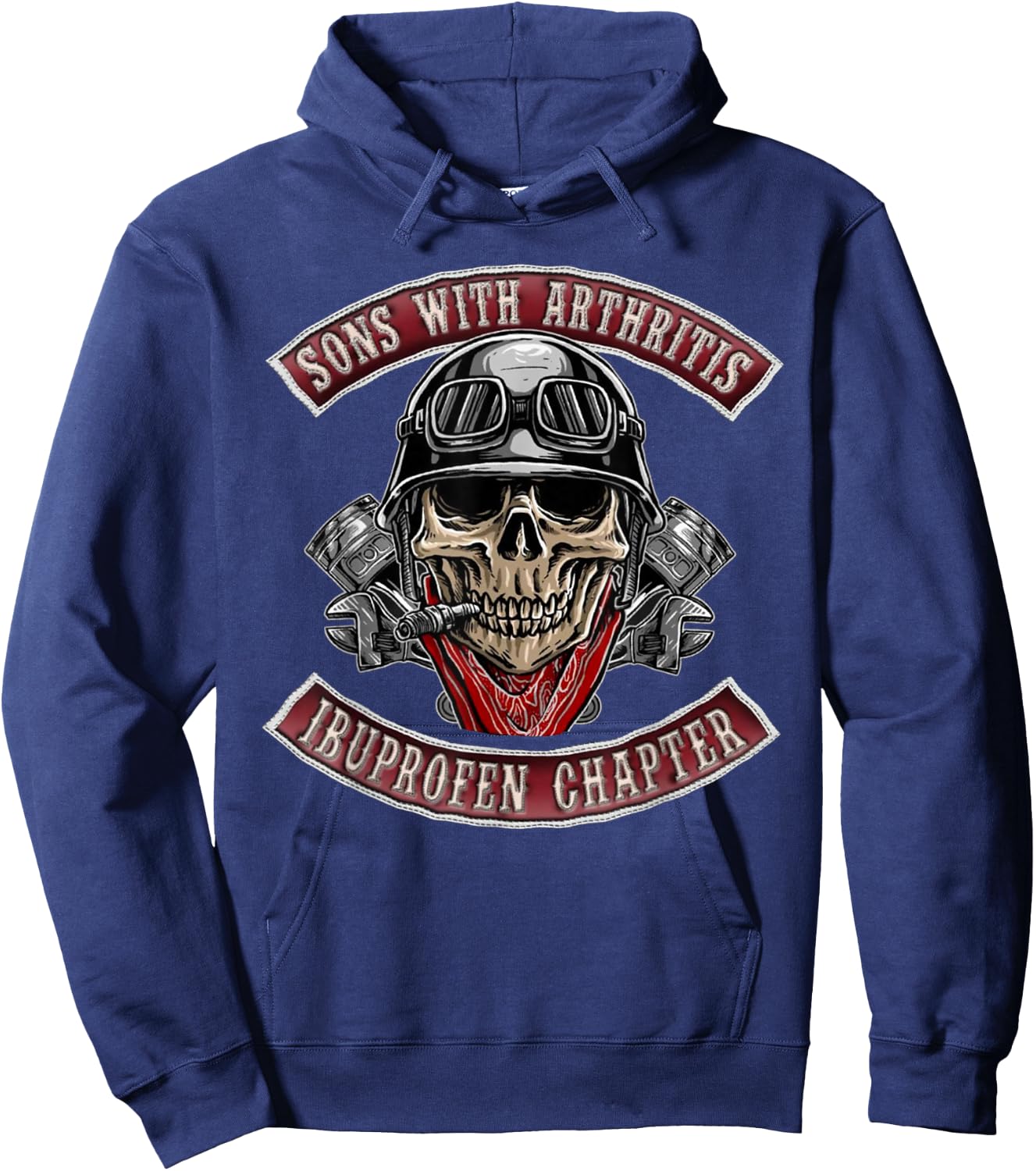 Sons with Arthritis Ibuprofen Chapter Funny Biker Skull Gift Hoodie - Hoodie | Navy