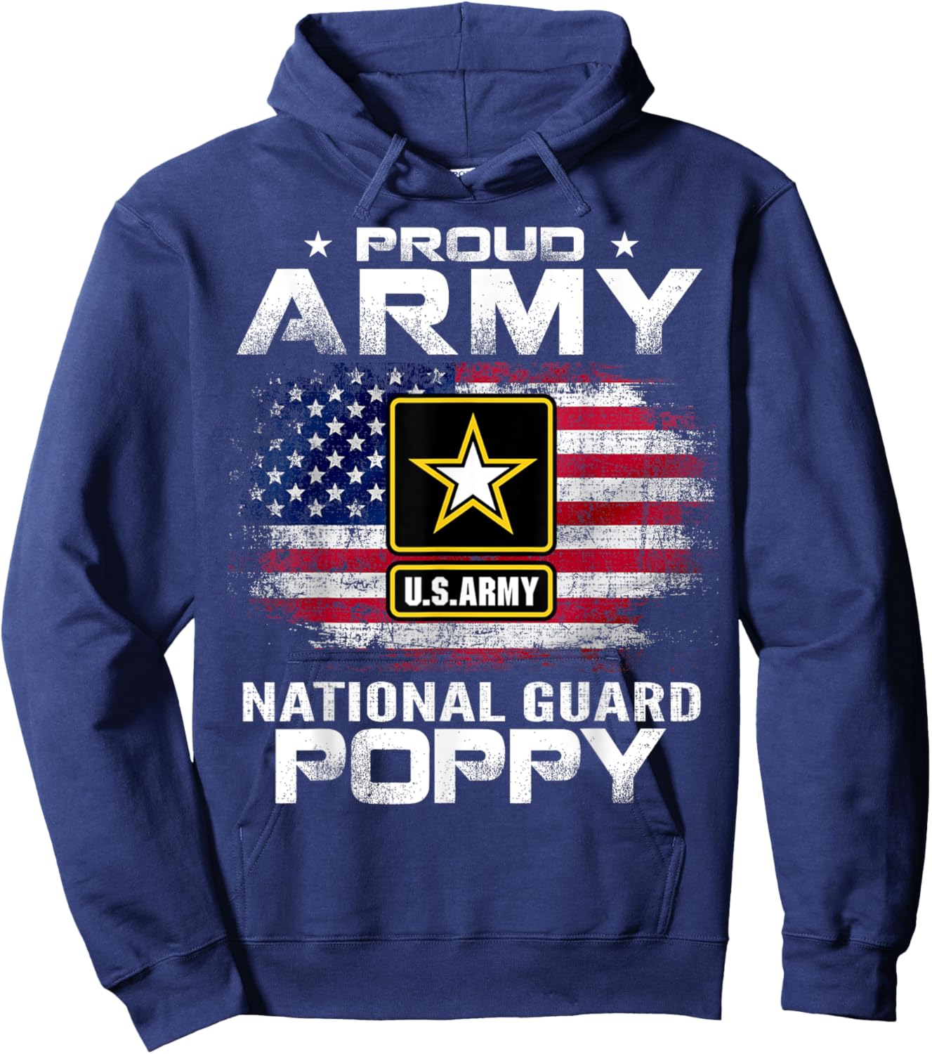 Proud Army National Guard Poppy With American Flag Gift Hoodie - Hoodie | Navy
