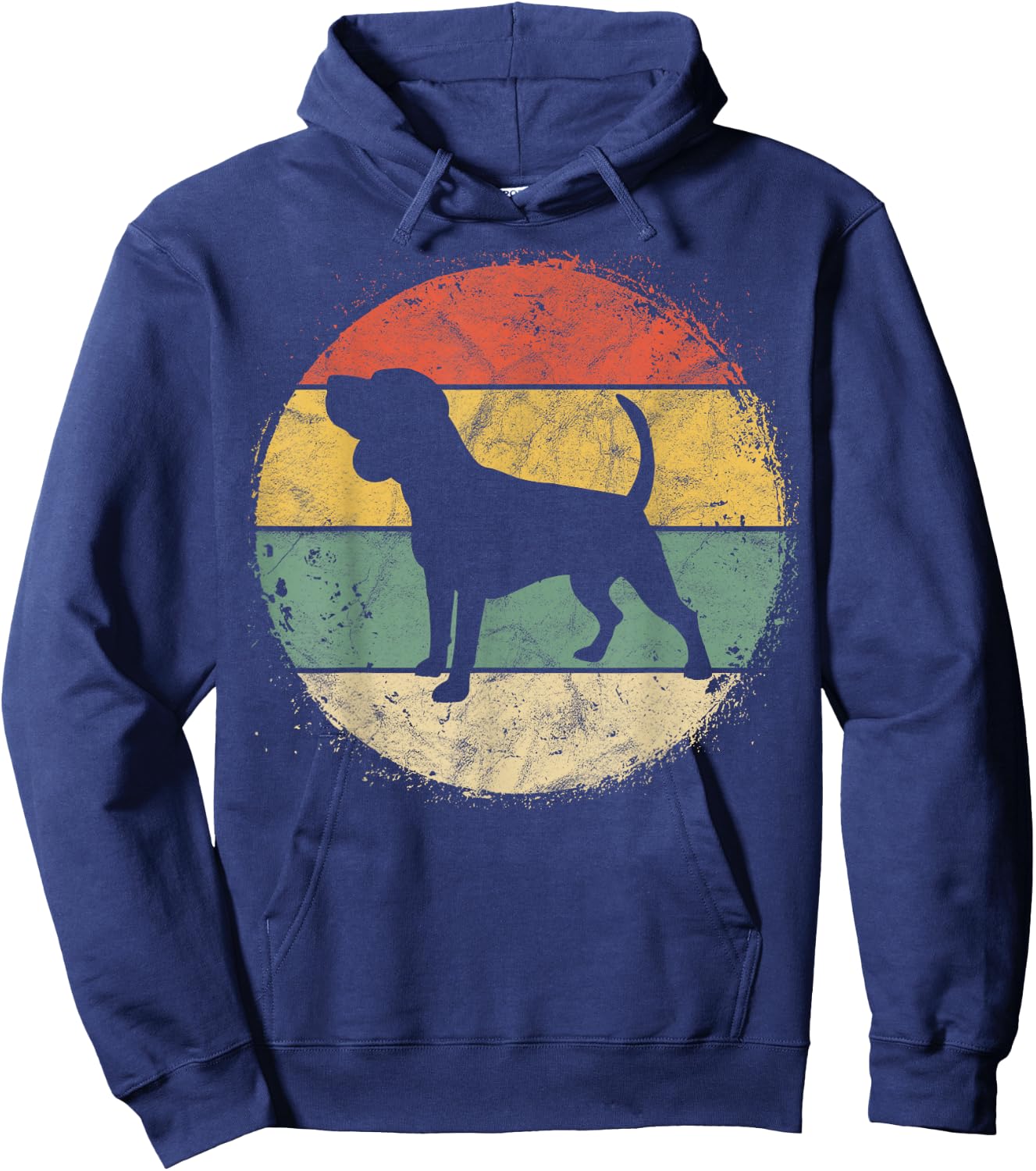 Circular Retro Beagle Owner Gift Tricolor Beagle Dad Mom Hoodie - Hoodie | Navy